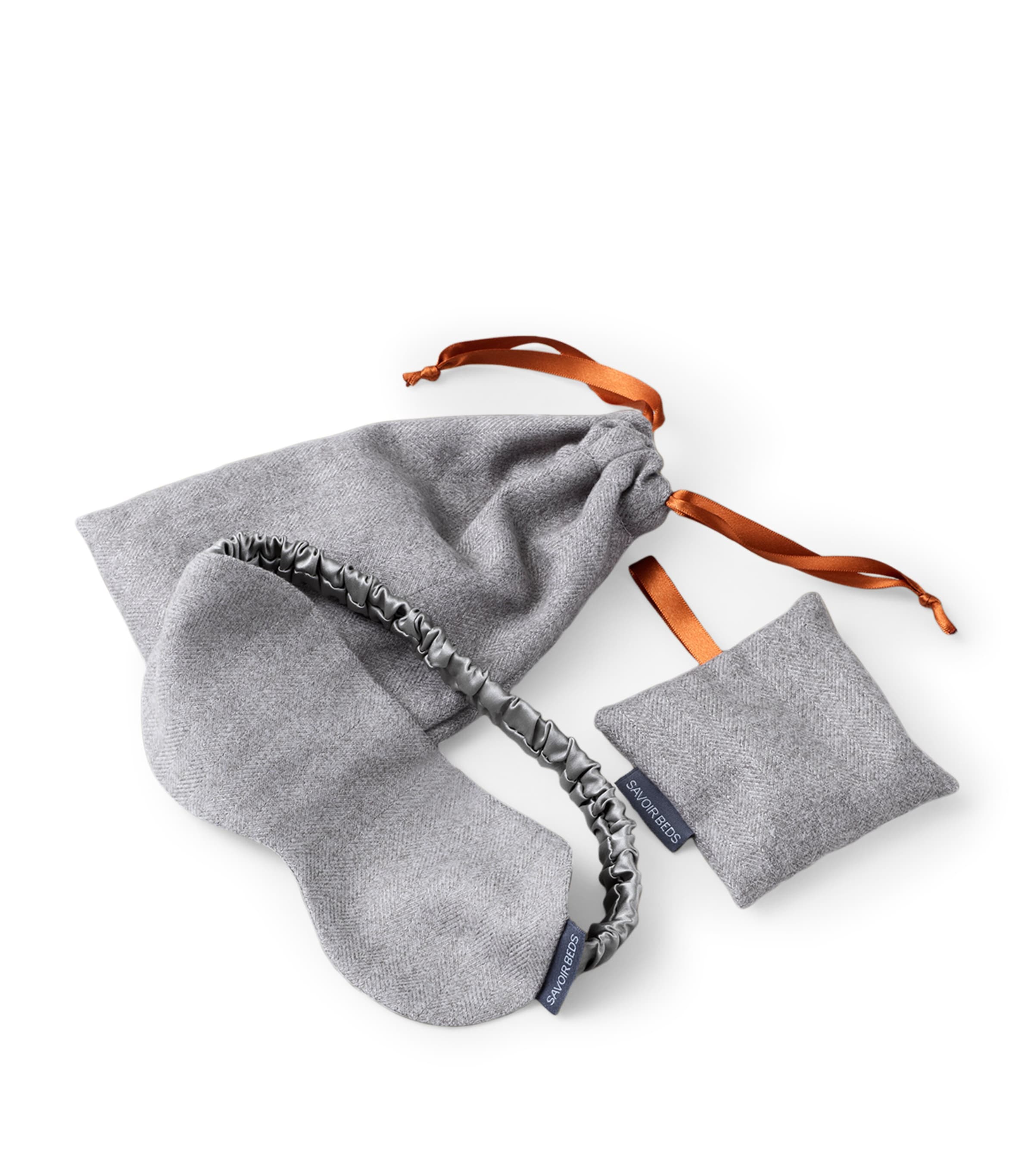 Savoir Wool-silk Sleep Mask And Lavender Bag In Grey