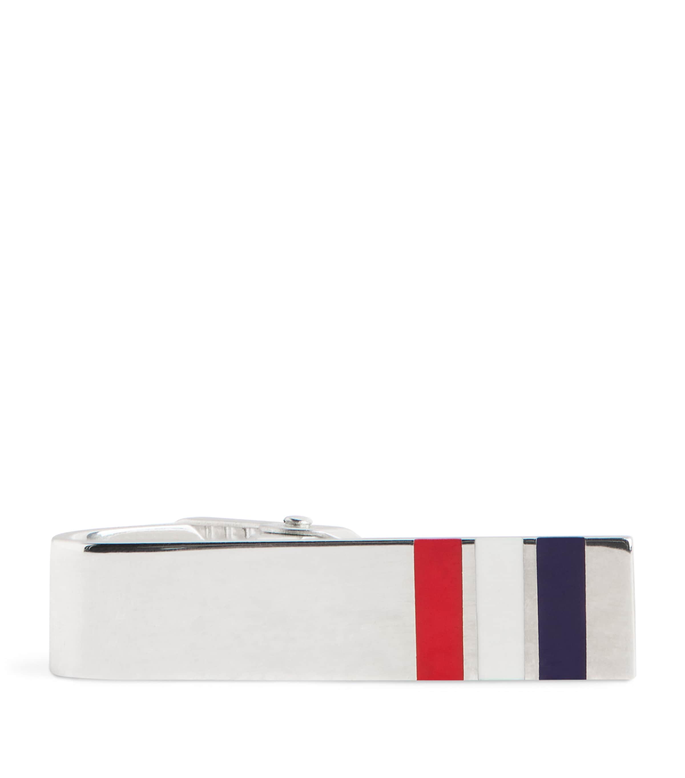 Thom Browne Sterling Silver Short Tie Clip Rwbwht Image 1