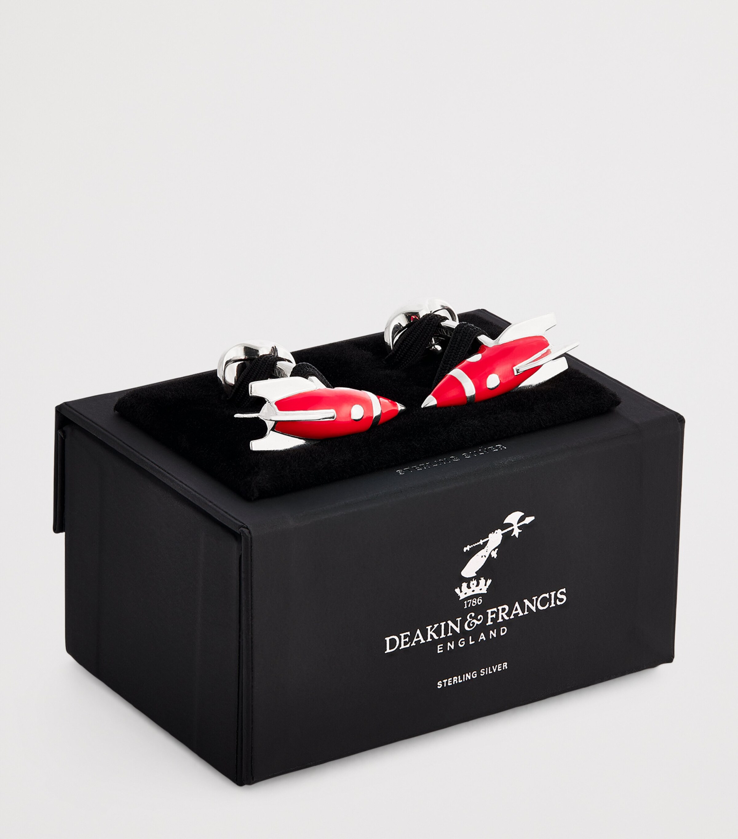 Sterling Silver Enamel Rocket Cufflinks SILVER Image 3