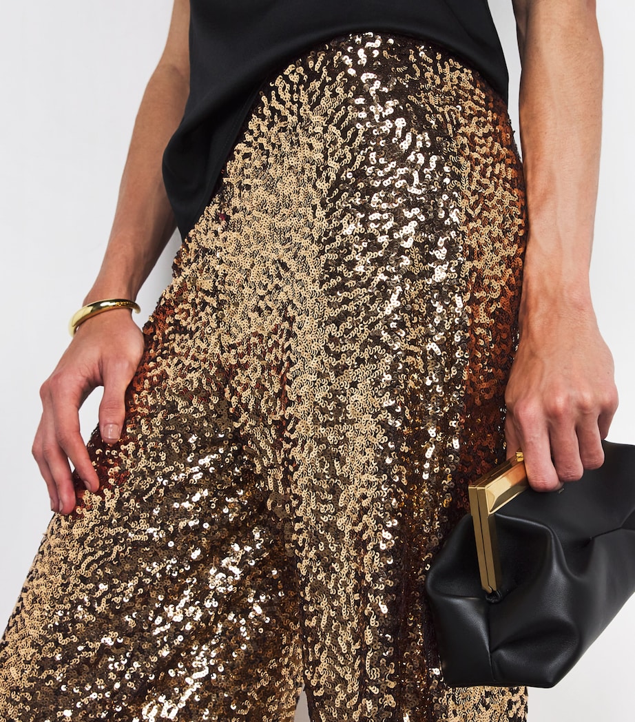 Sequin Athena Wide-Leg Trousers B712 GOLD/BLACK Image 6
