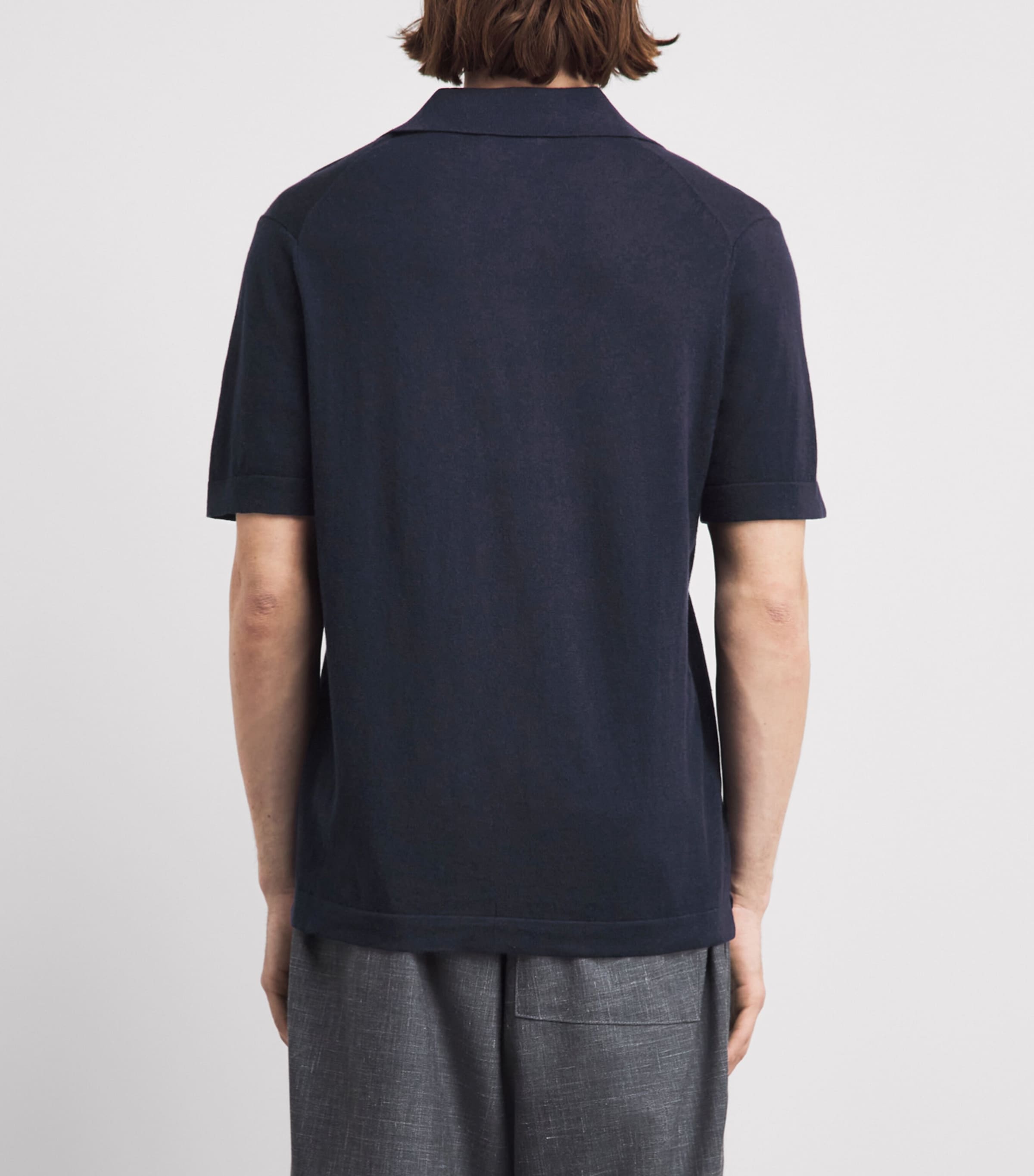 NN07 Mens Cotton-Linen Ryan Polo Shirt Navy Blue Image 5