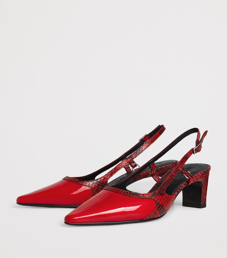 Leather Slingback Heels 50 RED Image 3
