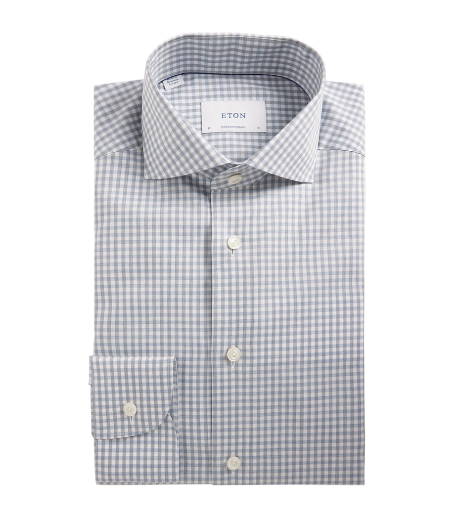 Cotton Twill Melange Check Shirt 24MID BLUE Image 1
