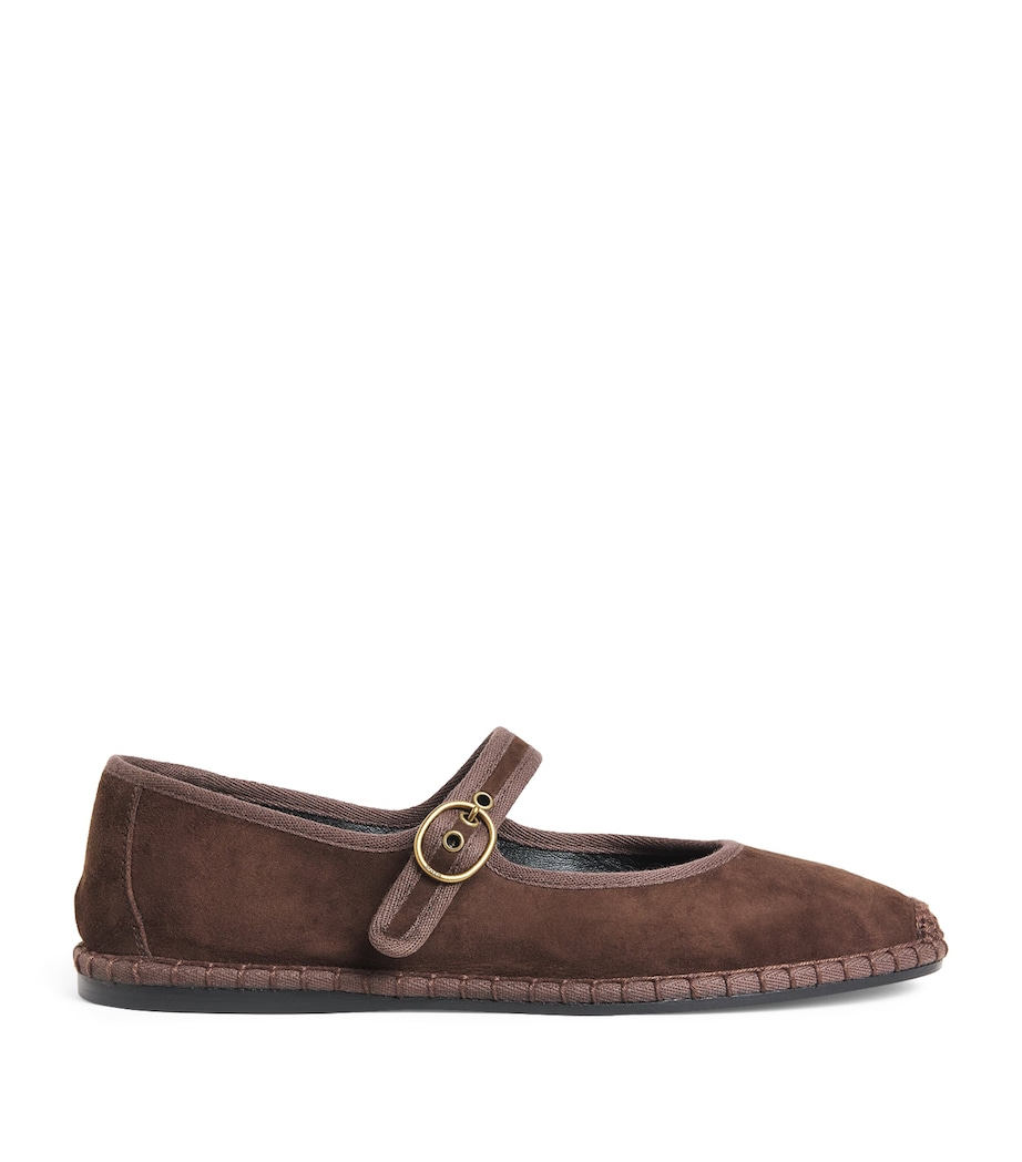 Suede Mary Jane Flats CHOCOLATE Image 1