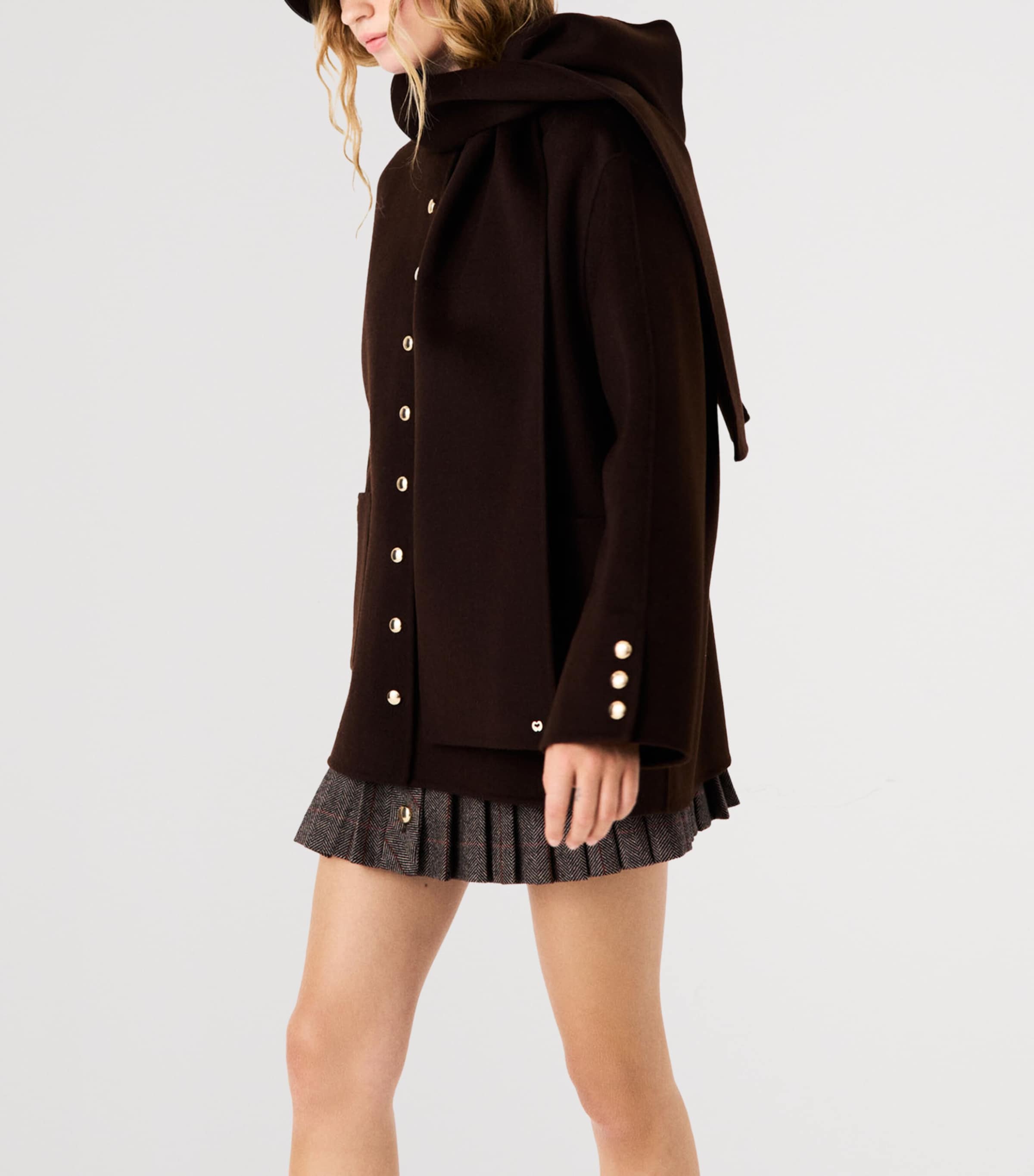 Maje Womens Wool-Blend Coat Dark Brown Image 4