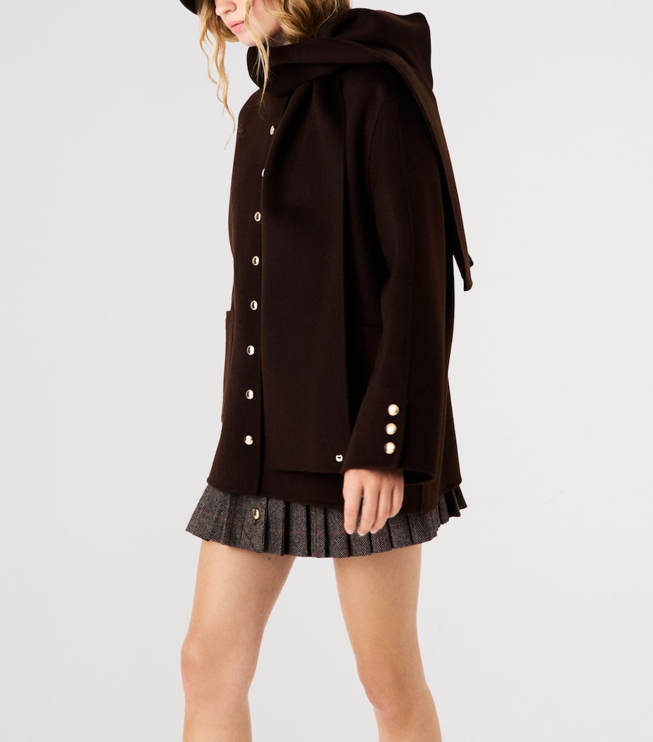 Maje Womens Wool-Blend Coat Dark Brown Image 4