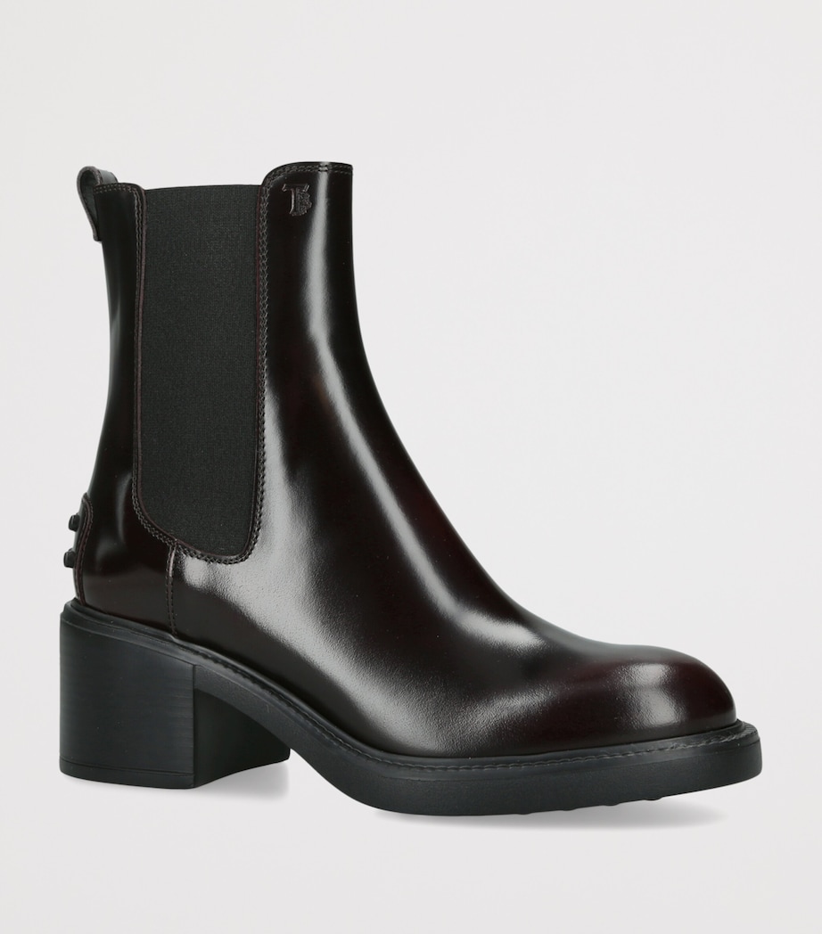 Tod's Calfskin Chelsea Boots 55 Wine Image 2