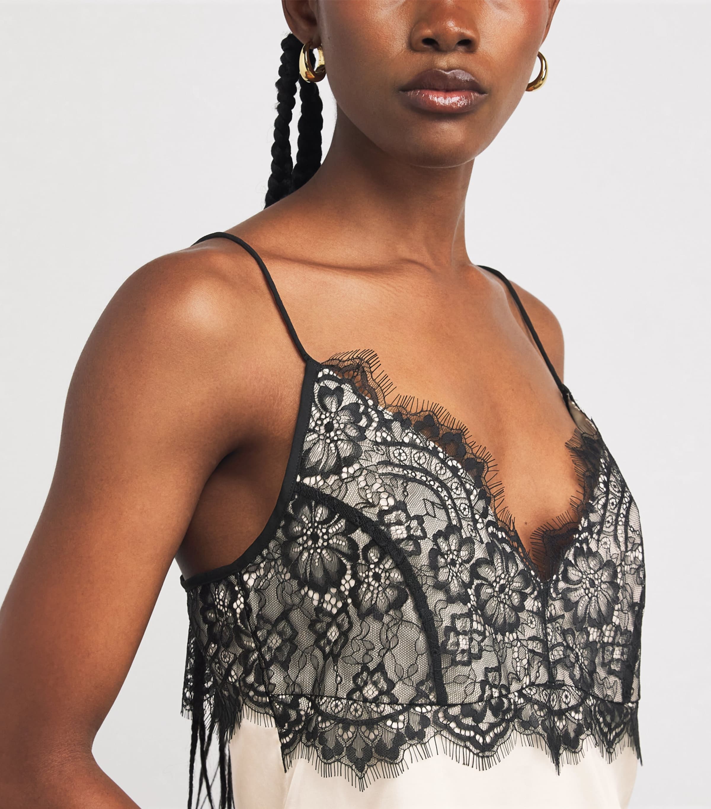 Satin Lace-Trim Camisole ECRU003 Image 6