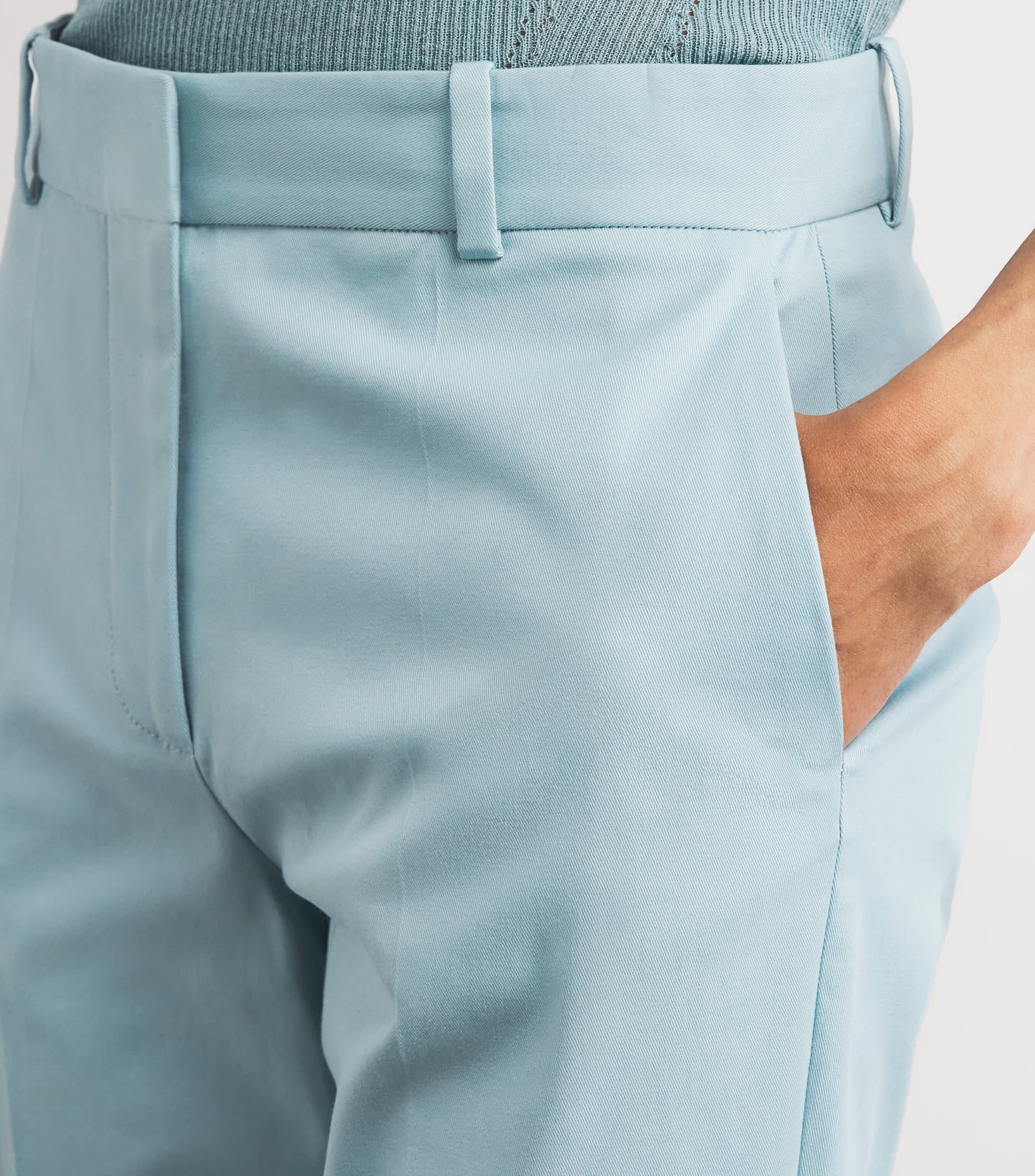 Joseph Womens Stretch-Cotton Coleman Slim Trousers Chambray Image 3