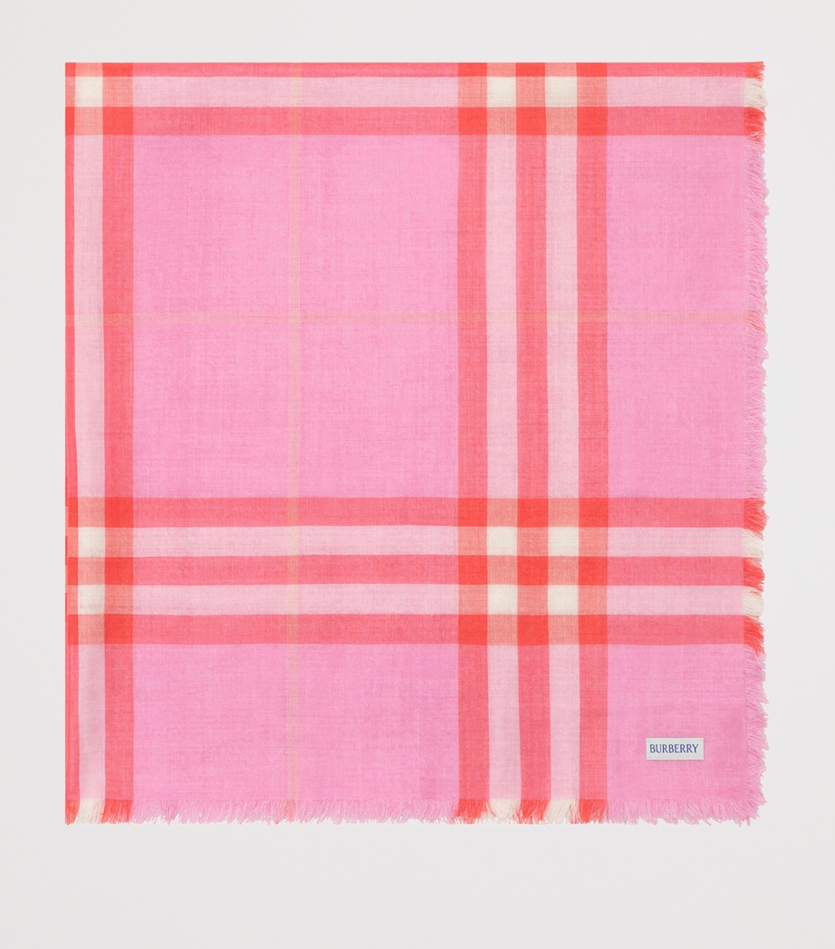 Burberry Wool-Silk Reversible Check Scarf Cami/glaze Pink Image 2