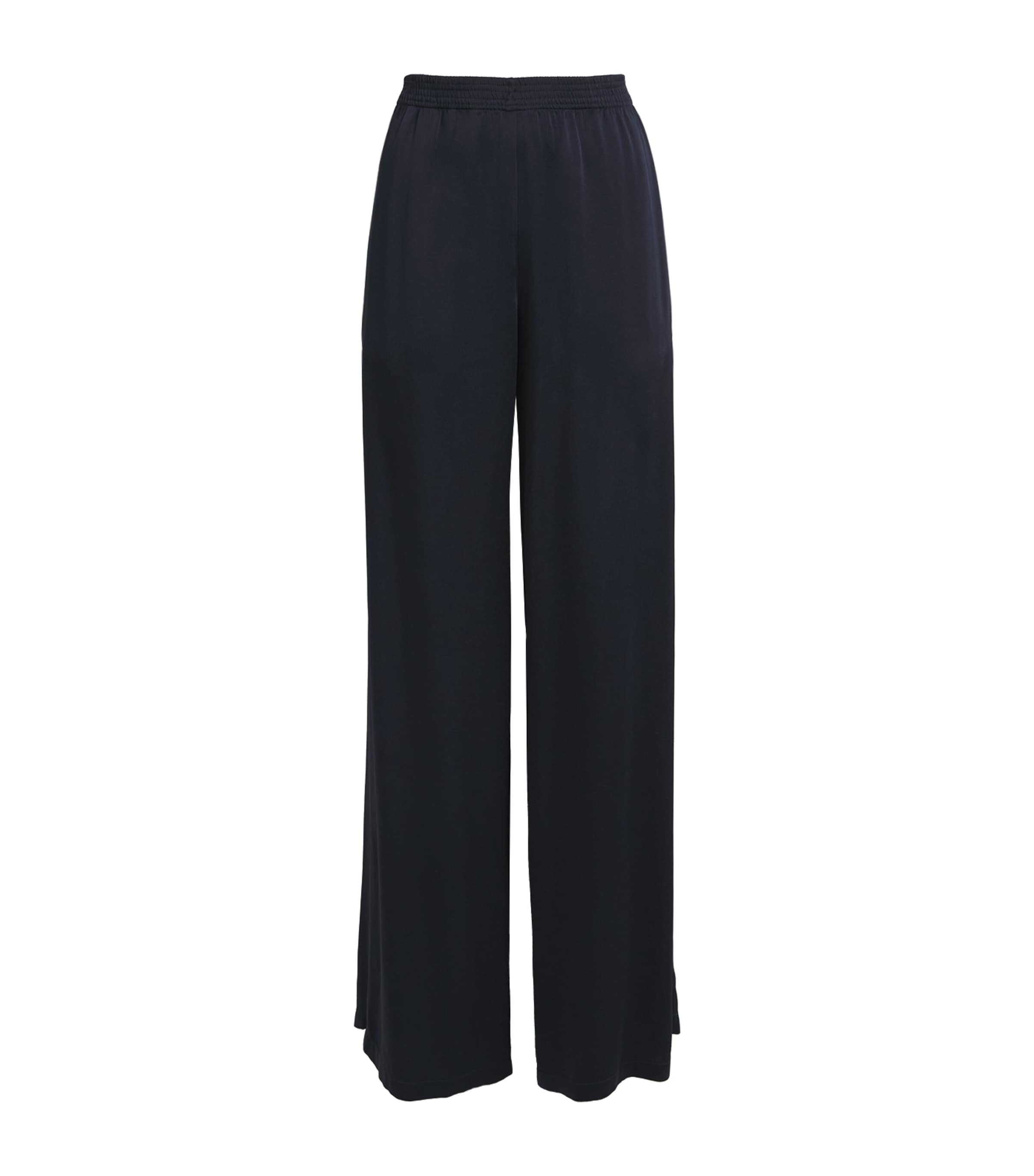 Fabiana Filippi Womens Crepe Wide-Leg Trousers Blu Notte Image 1