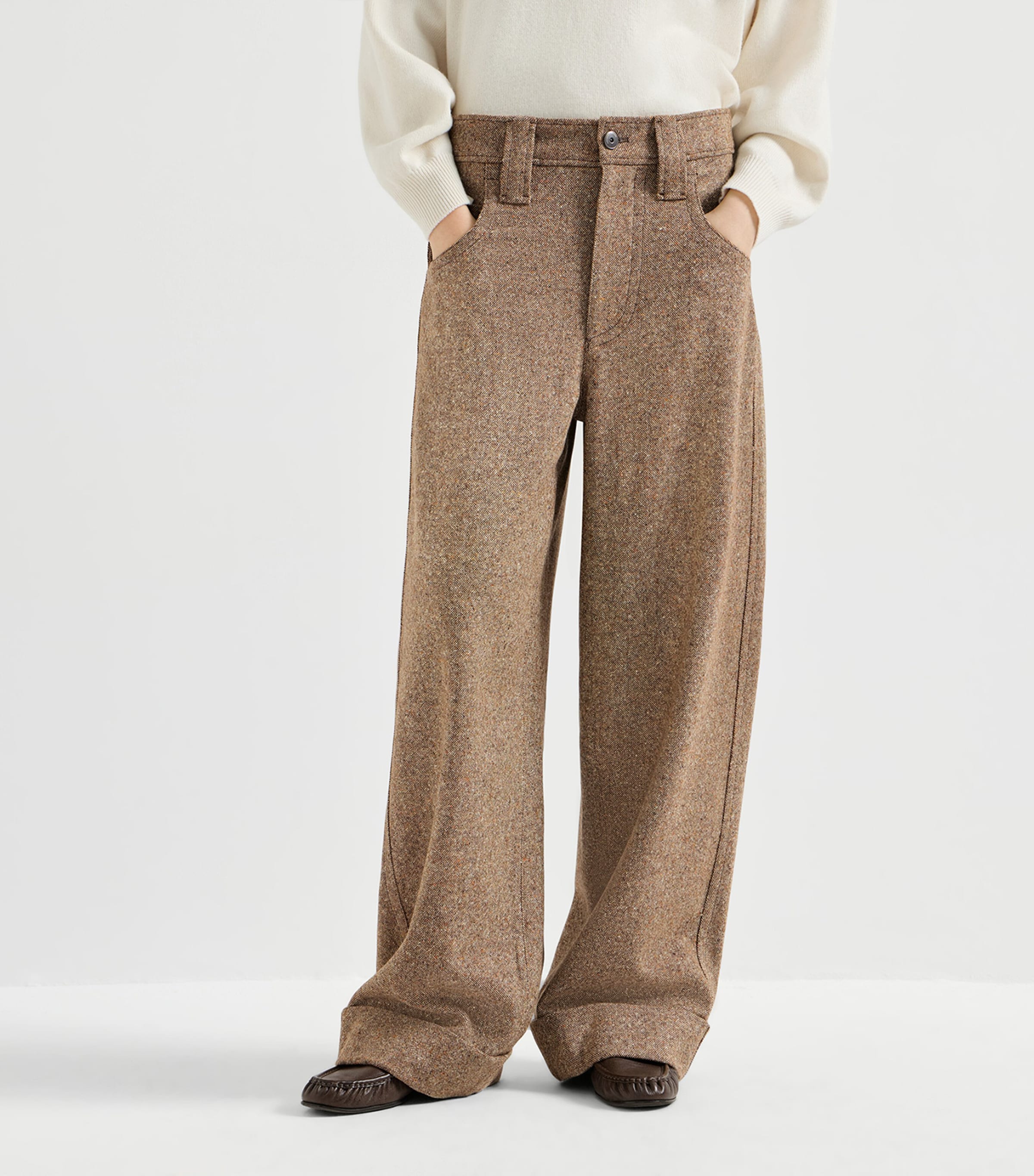Brunello Cucinelli Womens Virgin Wool-Blend Monili Trousers Image 4