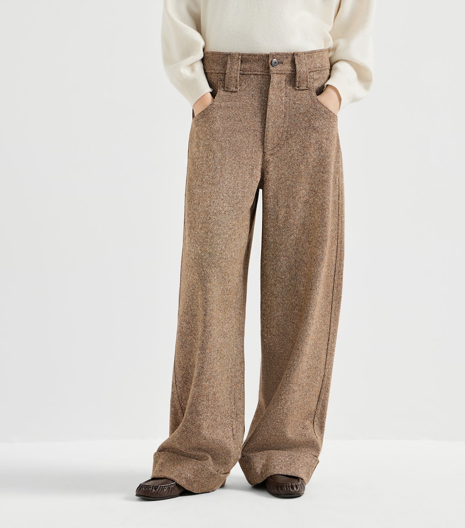 Brunello Cucinelli Womens Virgin Wool-Blend Monili Trousers Image 4