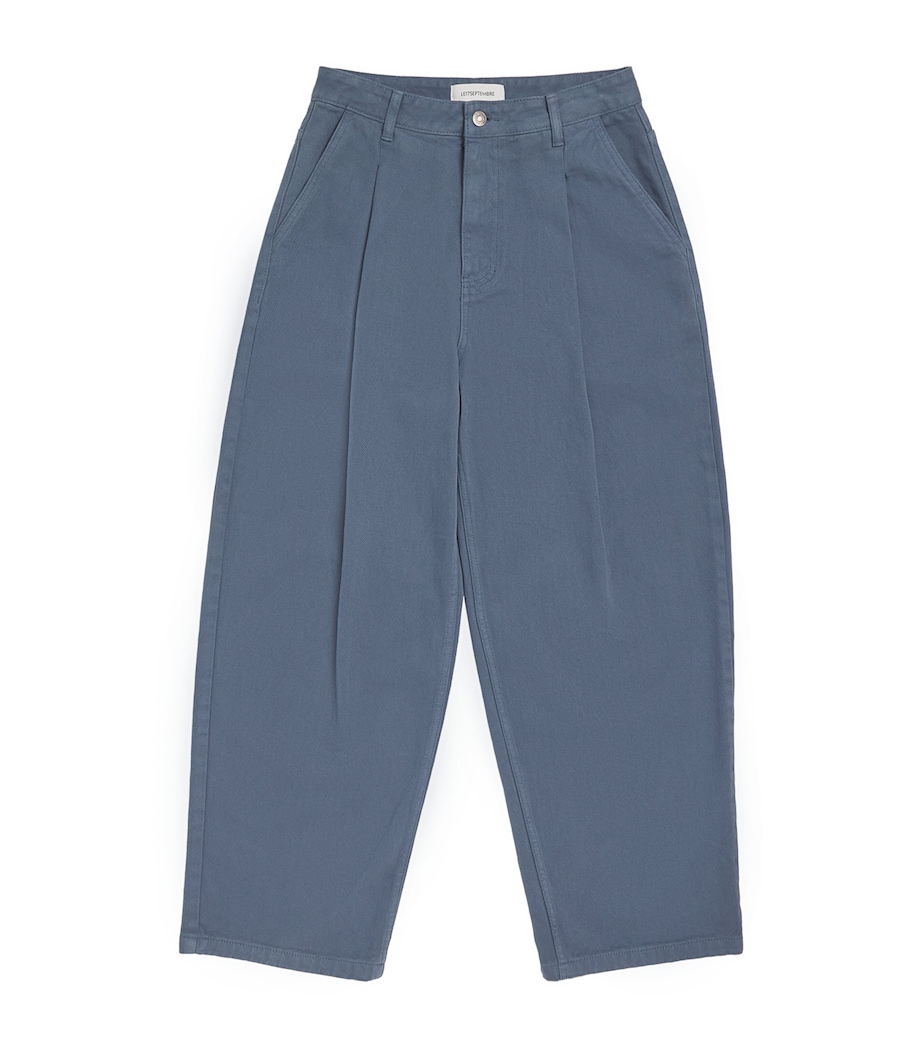 Cotton Work Pleated Trousers BLUE Image 1