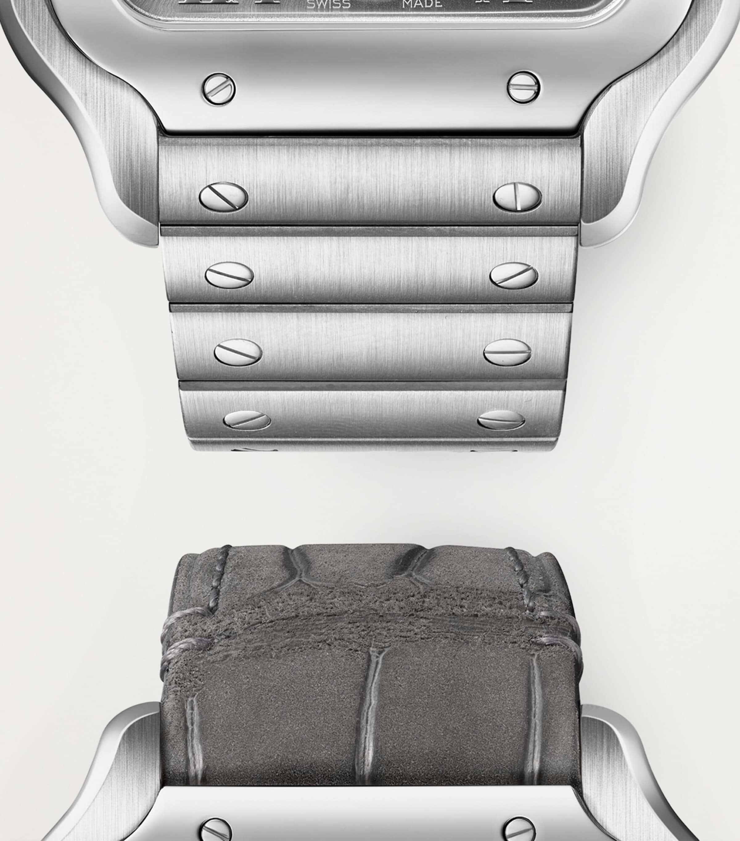 Cartier Rhodium-Plated Santos de Cartier Dual Time Watch 40.2mm Steel Image 2