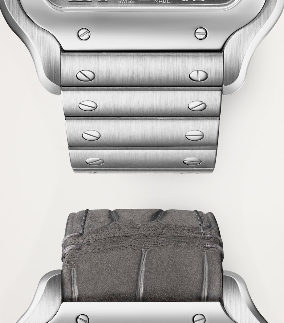 Rhodium-Plated Santos de Cartier Dual Time Watch 40.2mm STEEL Image 2