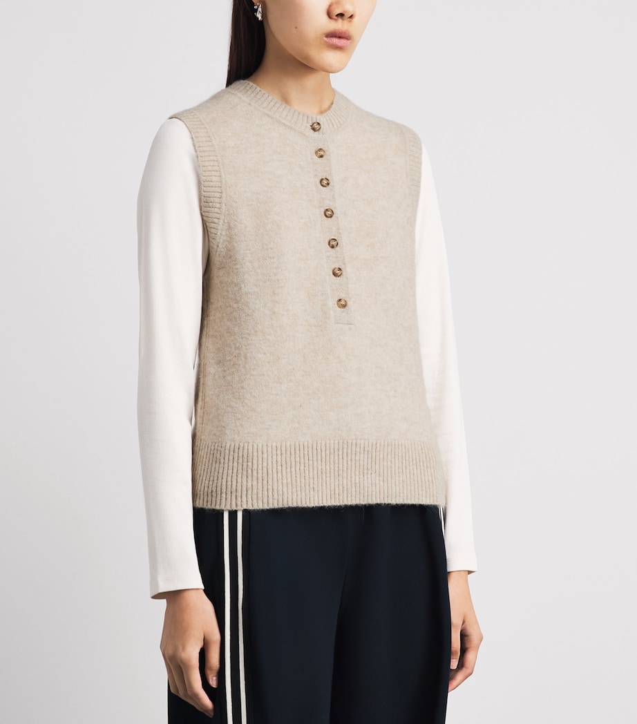ME+EM Womens Wool-Blend Henley Sweater Vest Oatmeal Melange Image 4