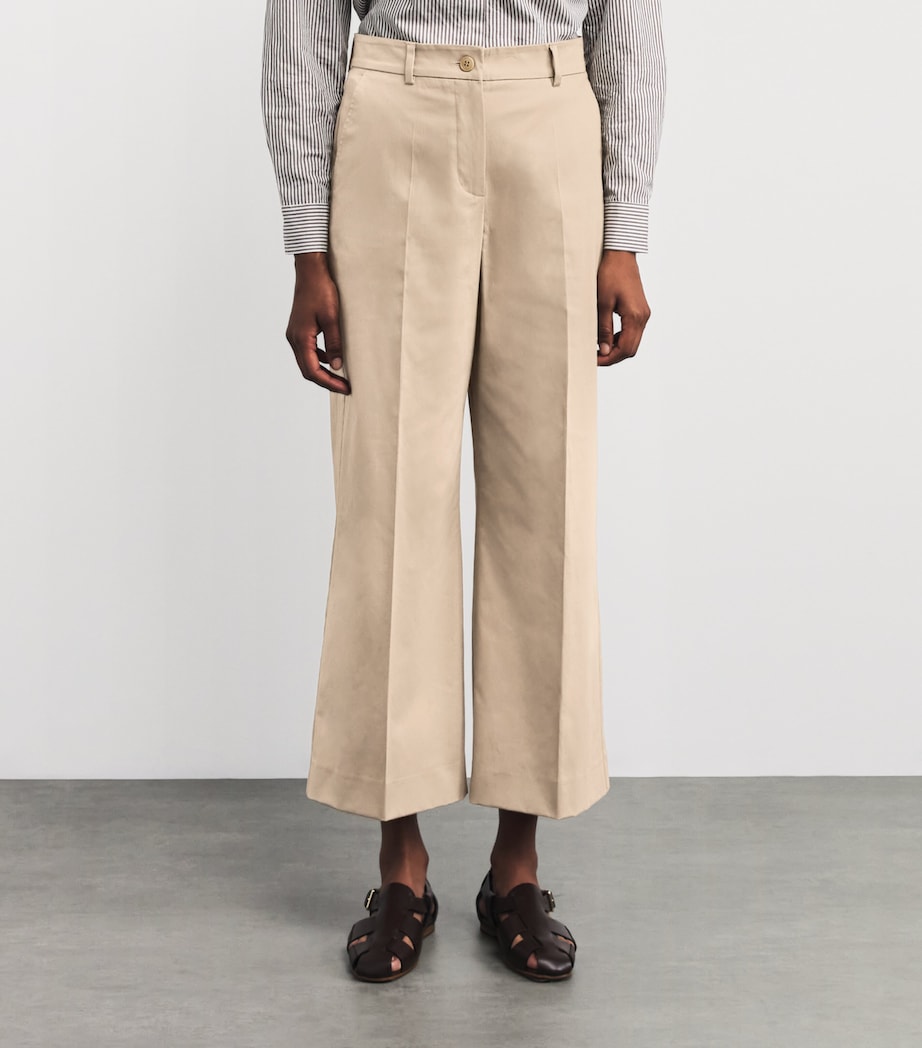 Cotton Straight Trousers BEIGE Image 3