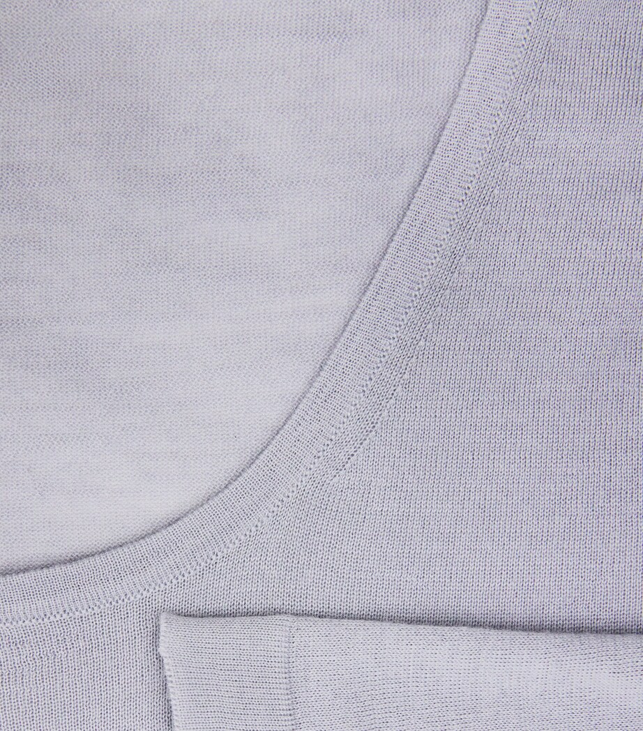 Colombo Womens Wool Cropped-Sleeve Sweater Light Blue Image 6