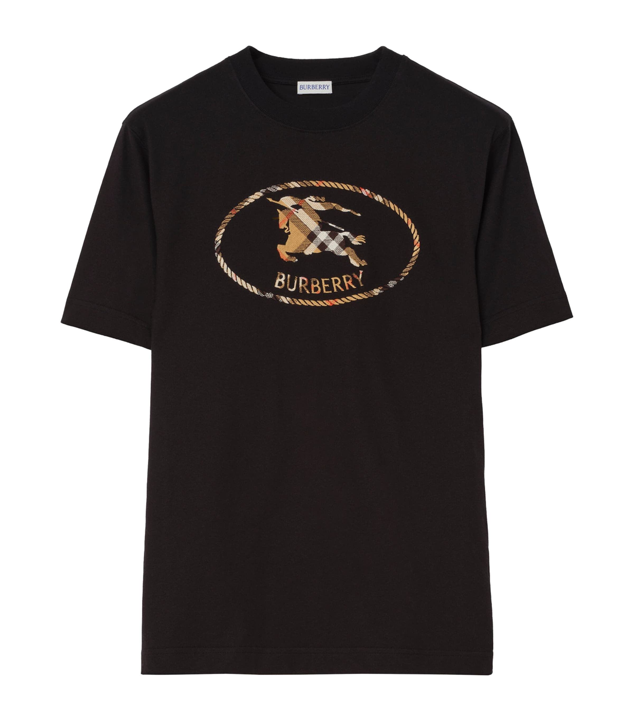 Burberry Mens Check EKD Embroidered T-Shirt Black Image 1