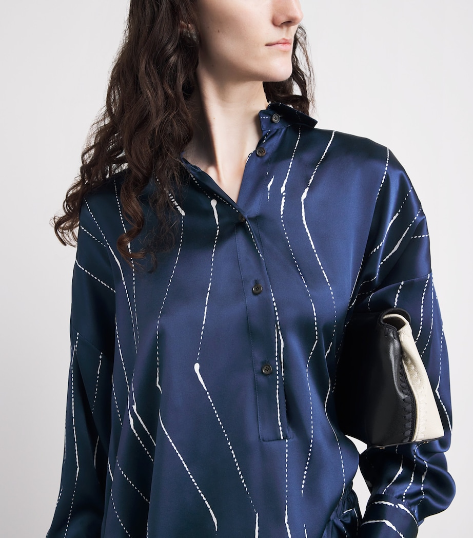 Kiton Womens Silk Printed Shirt Blue/white Image 3