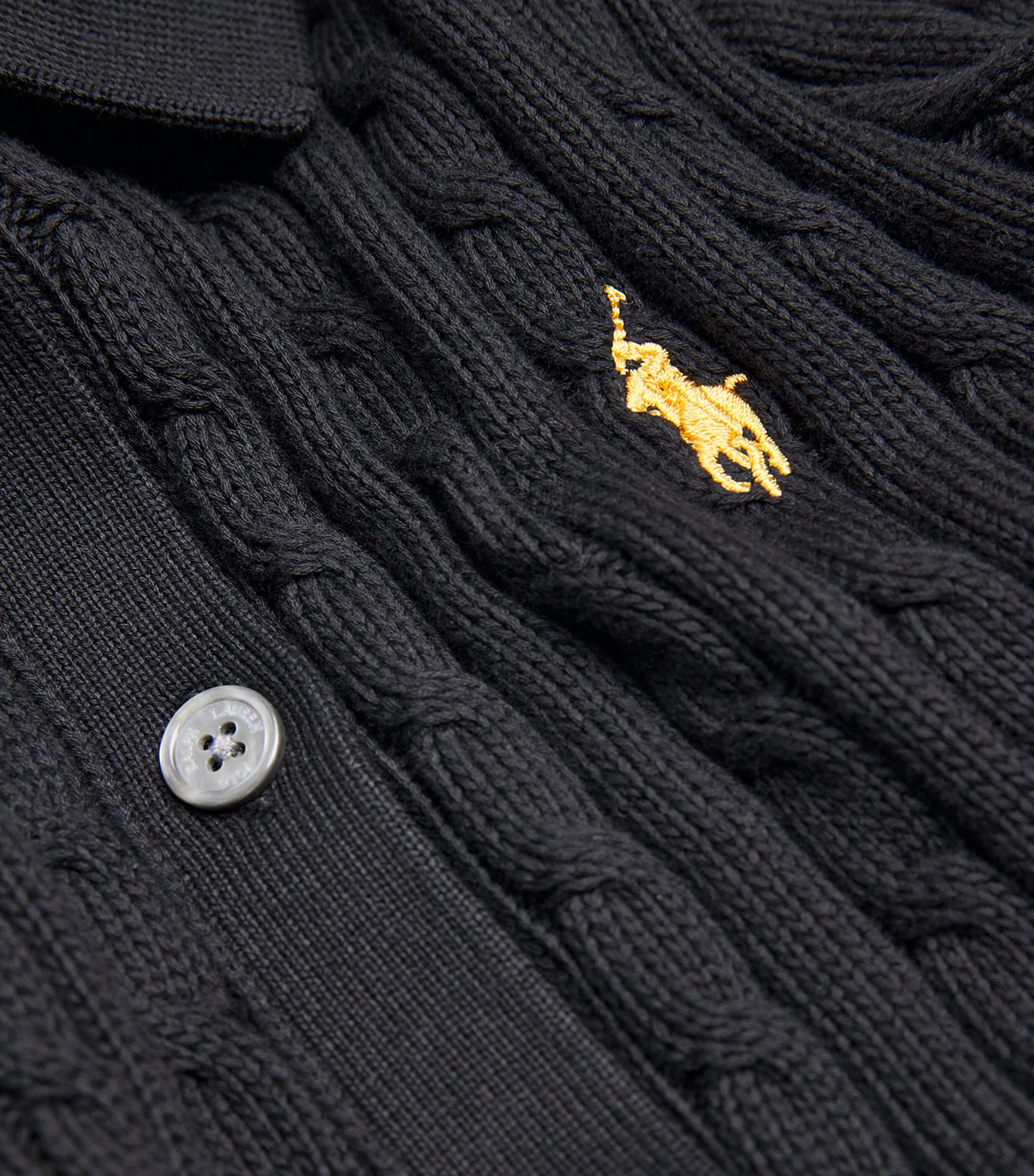 Cotton Cable-Knit Cardigan POLO BLACK Image 5