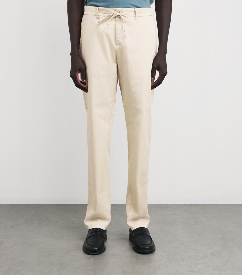 Stretch-Cotton Drawstring Trousers 701 Image 3