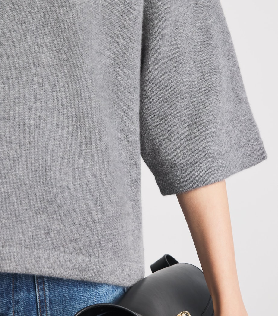 FRAME Womens Cashmere The Academy Polo Shirt Graphite Grey Image 3
