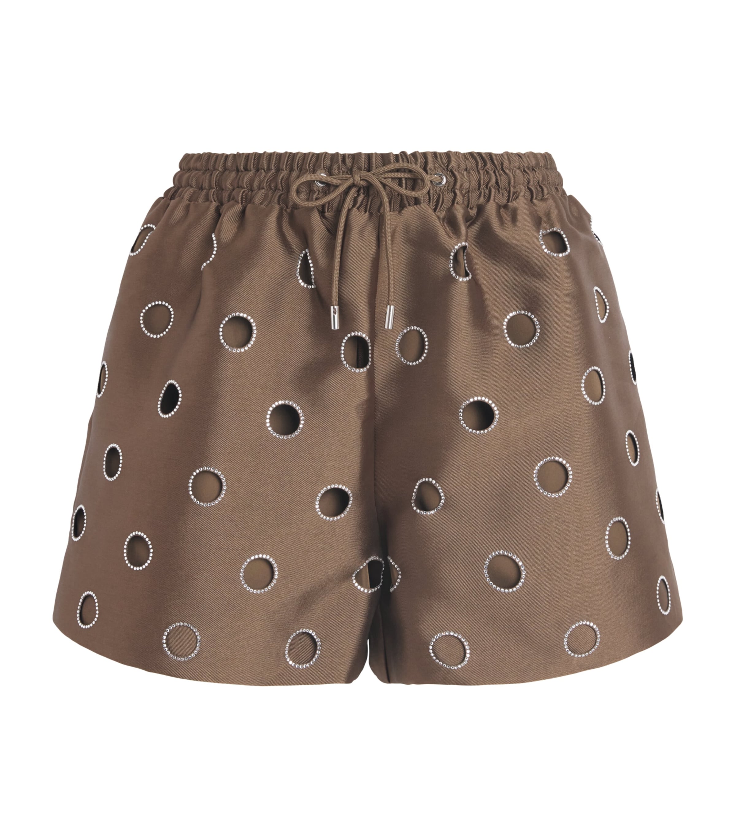 Sandro Paris Womens Rhinestone Cut-Out Shorts Brown Image 1
