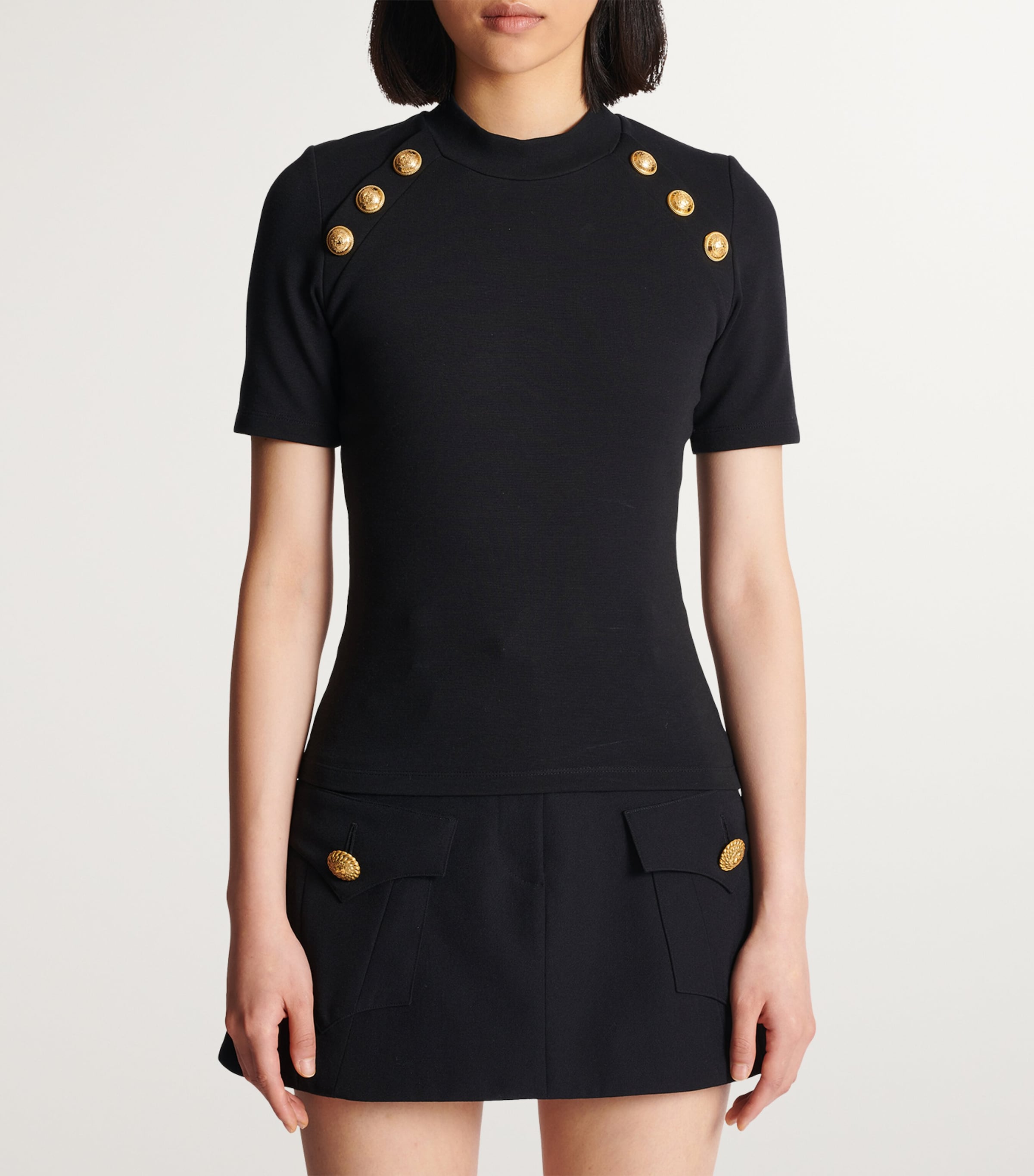 Jersey Button-Detail T-Shirt 0PA NOIR Image 3