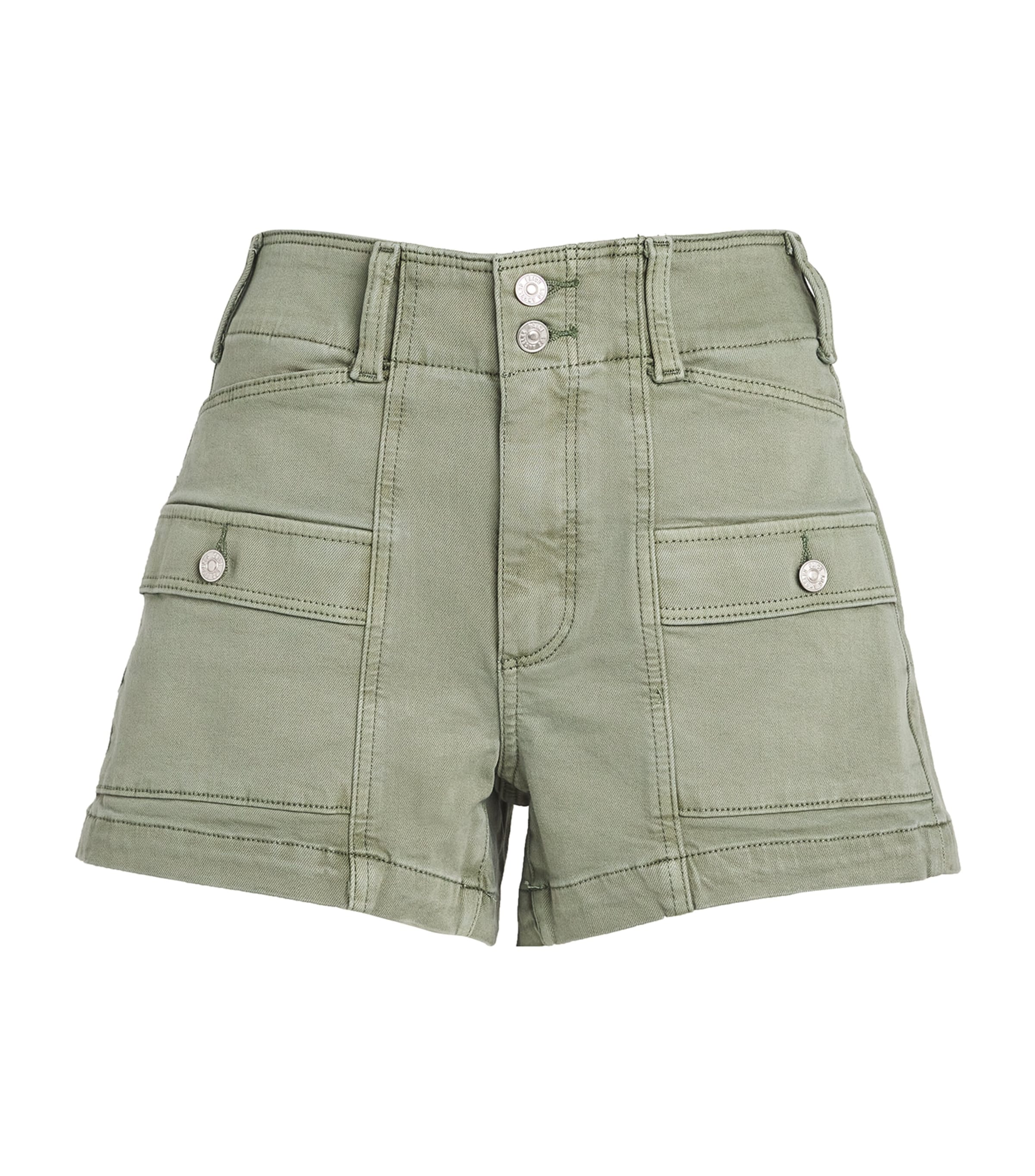 Shop Paige Olivia Cargo Shorts In Blue