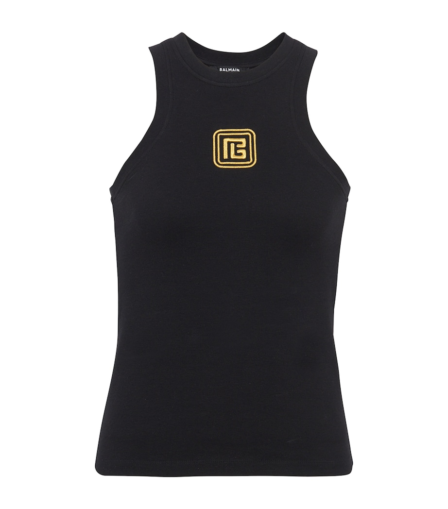 Embroidered-Monogram Tank Top EAD NOIR/OR Image 1