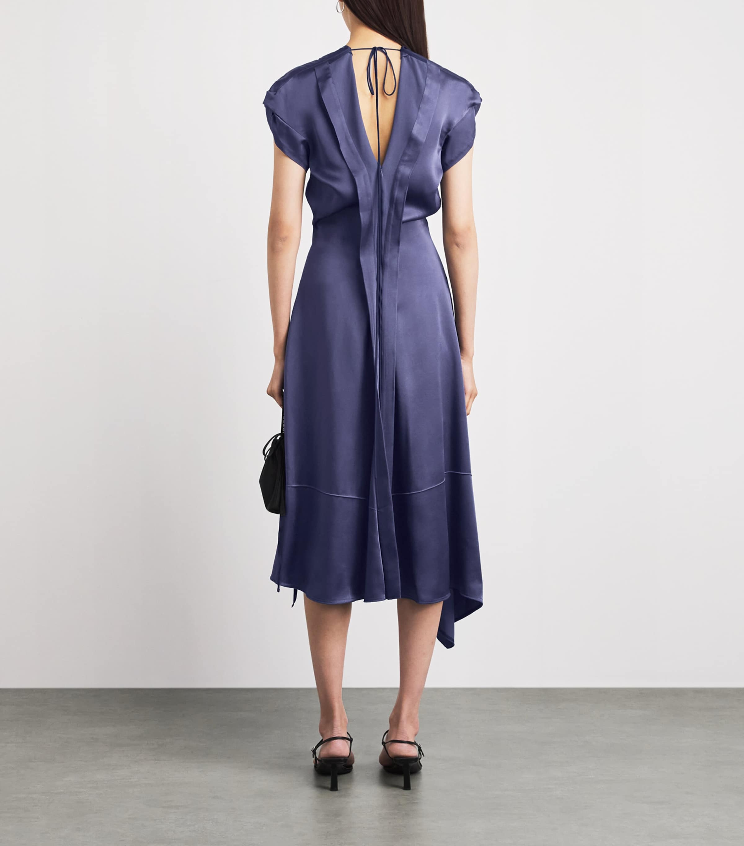 Victoria Beckham Womens Twist Shoulder Midi Dress Eclipse Image 4
