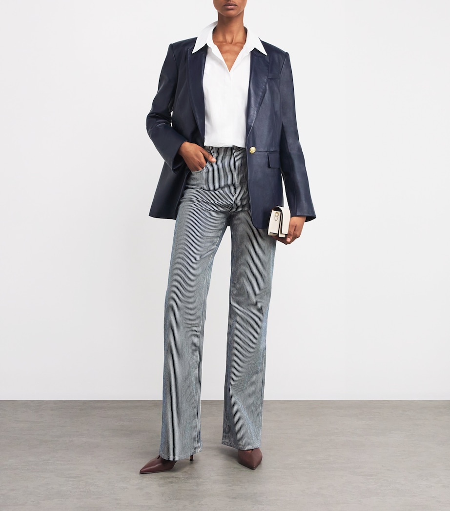 Veronica Beard Womens Lambskin Vega Dickey Blazer Navy Image 2