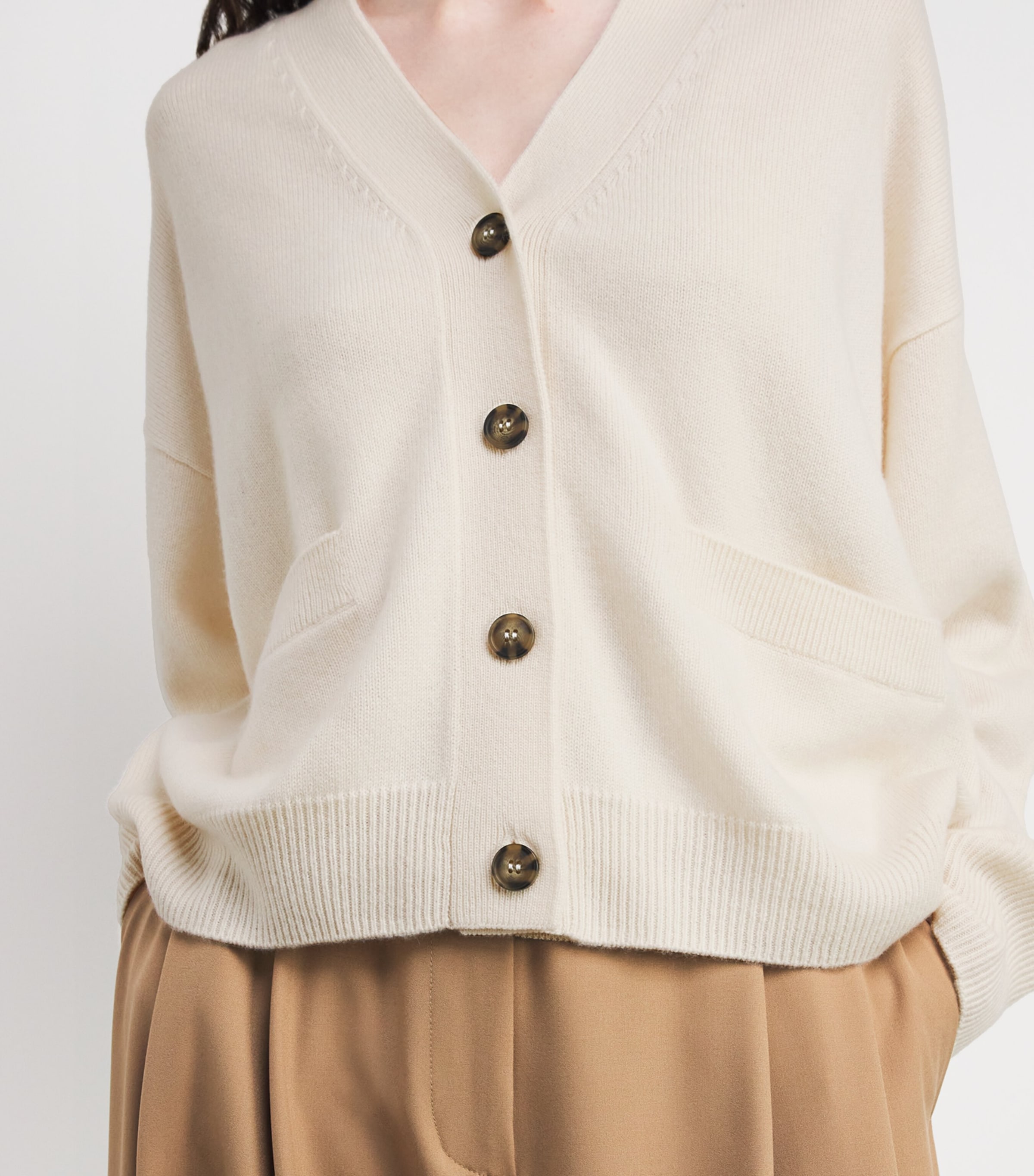 Le Kasha Womens Organic Cashmere Cardigan White Image 3