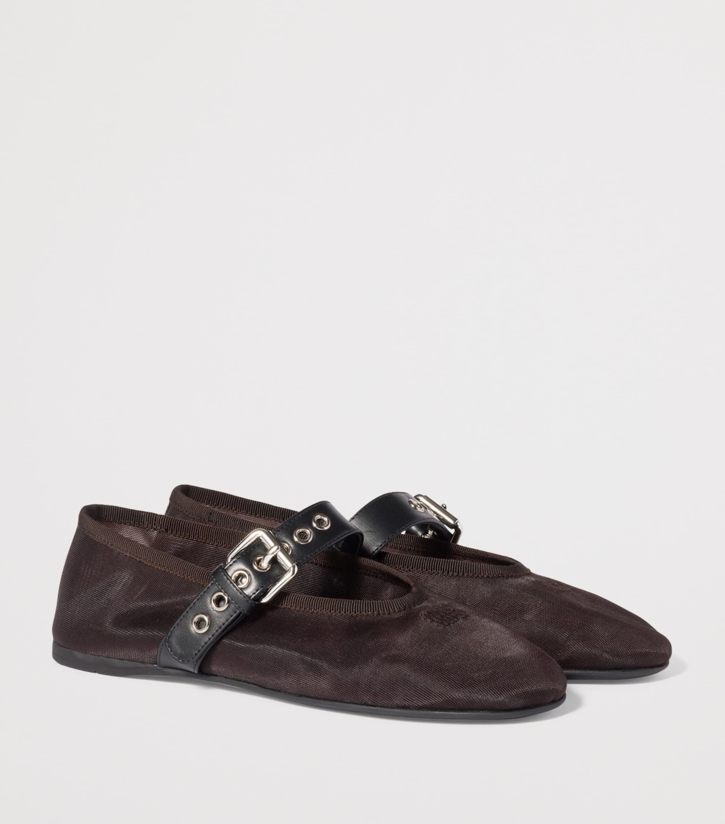 Miu Miu Mesh Leather-Strap Ballet Flats Image 2