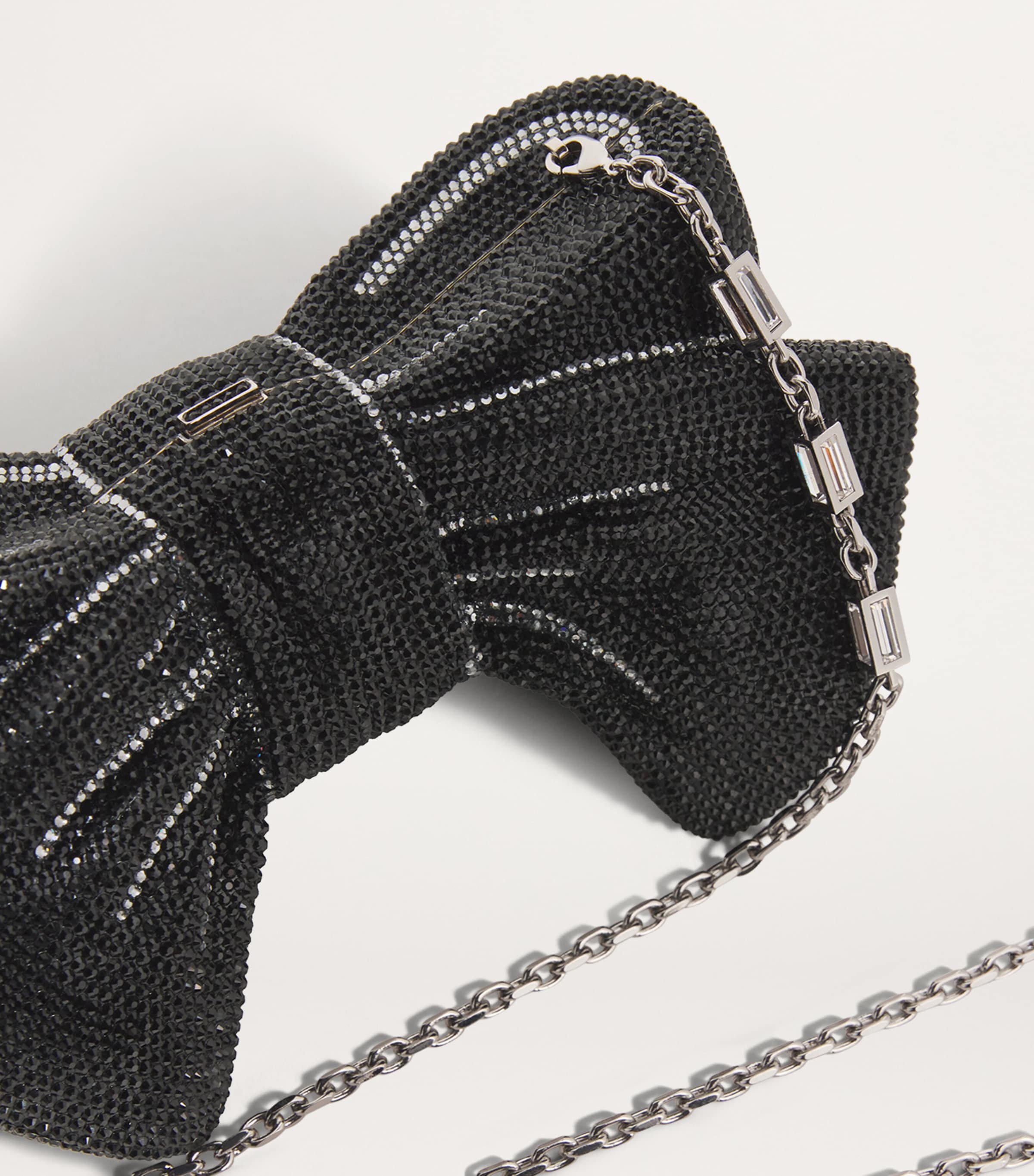 Embellished Just For You Bow Clutch Bag SJTMT SLVR JET MULTI Image 6