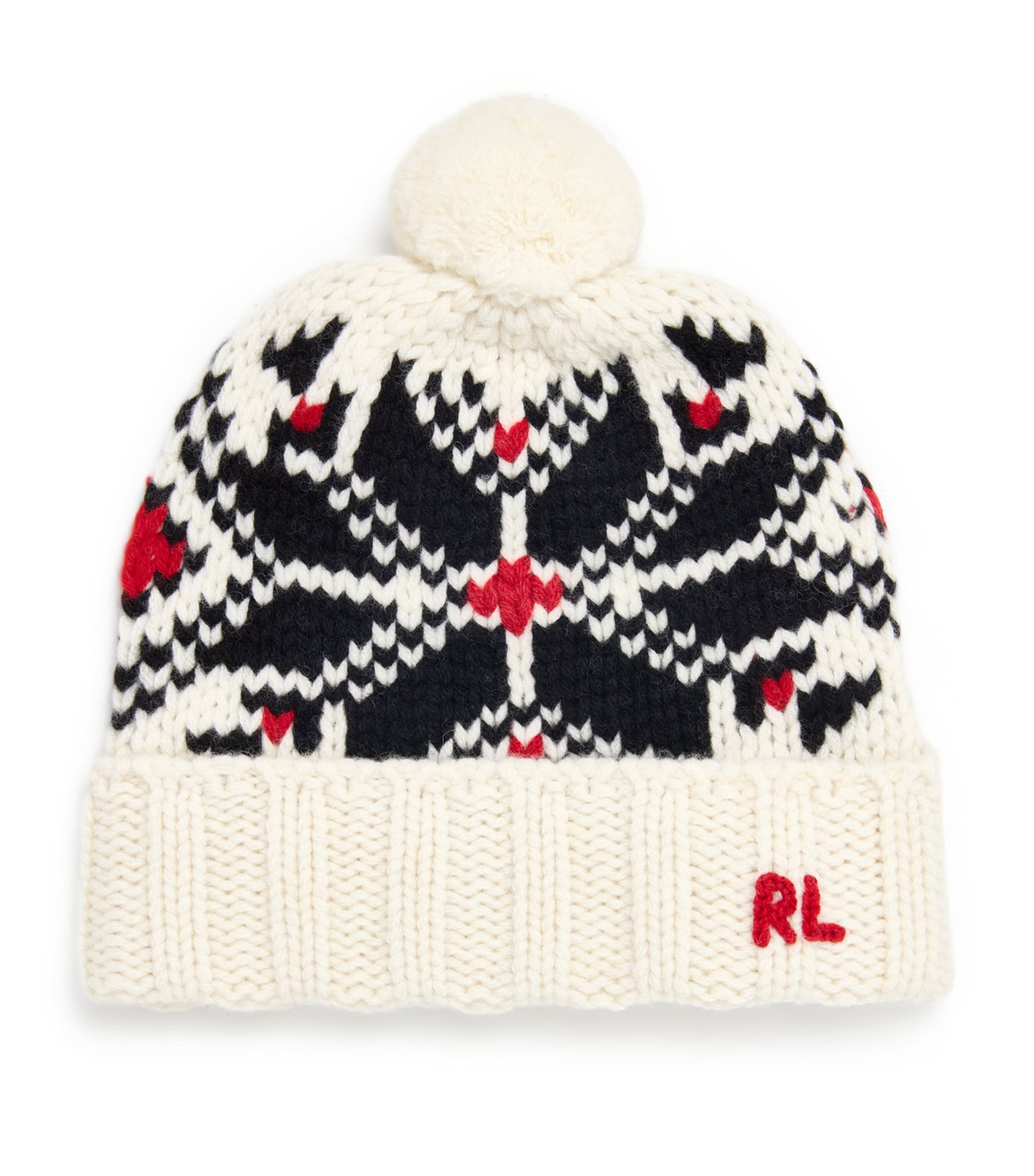Polo Ralph Lauren Snowflake Wool Pompom Beanie In White