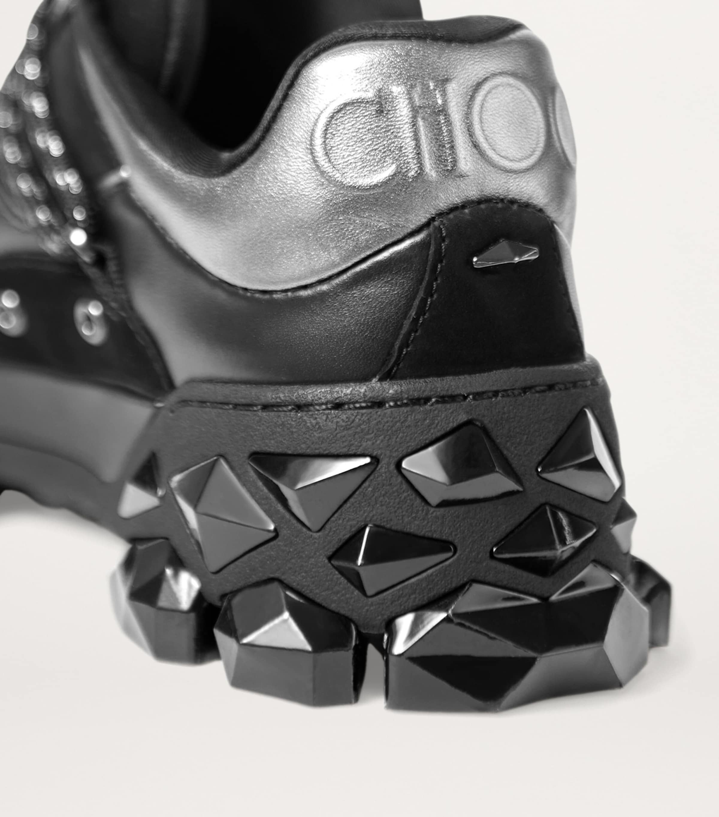 Diamond X Leather Sneakers X BLACK Image 3