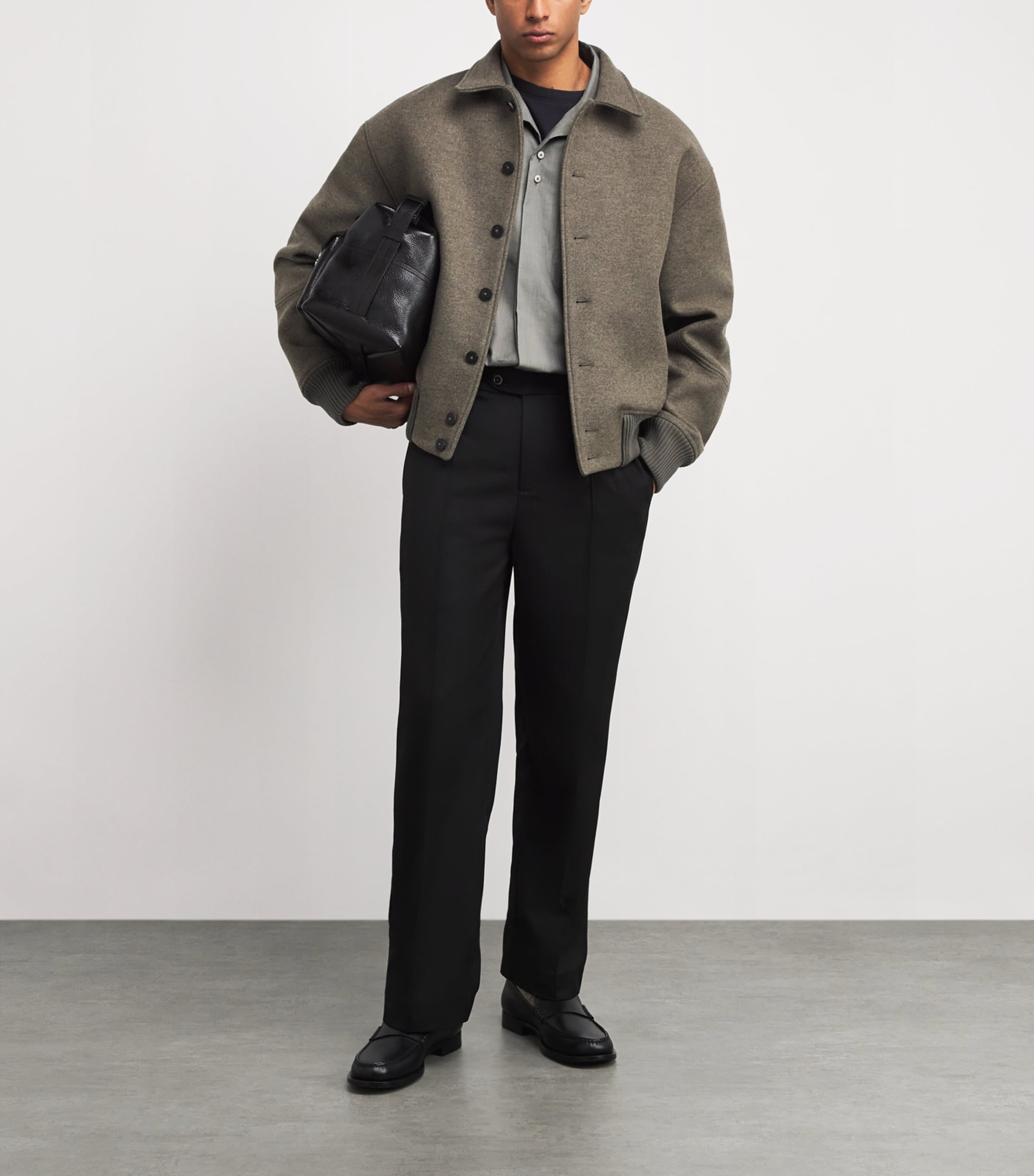 Wool Feltro Bomber Jacket DARK KHAKI-580 Image 2