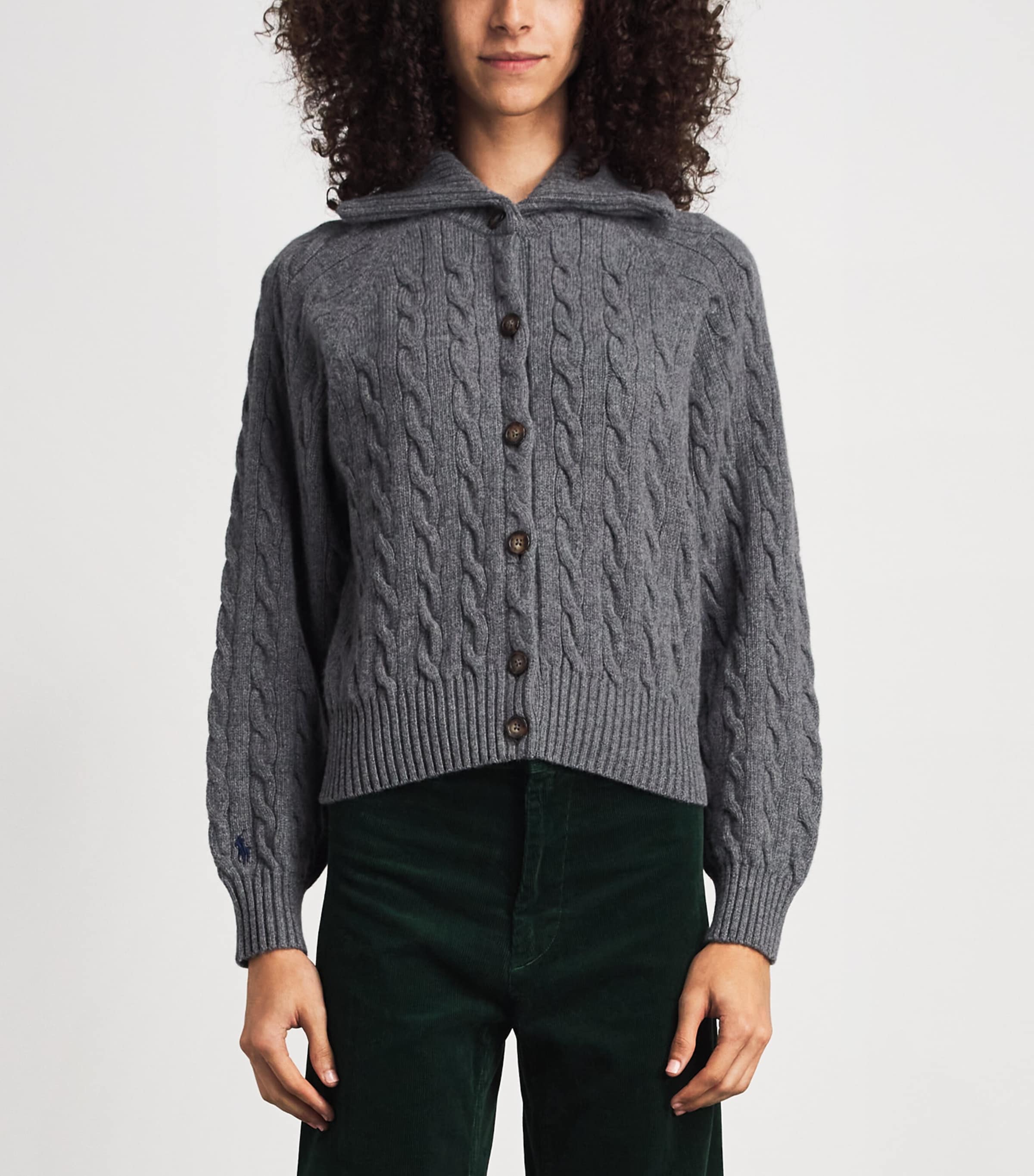 Polo Ralph Lauren Grey Wool-Cashmere Cable-Knit Cardigan | Harrods US