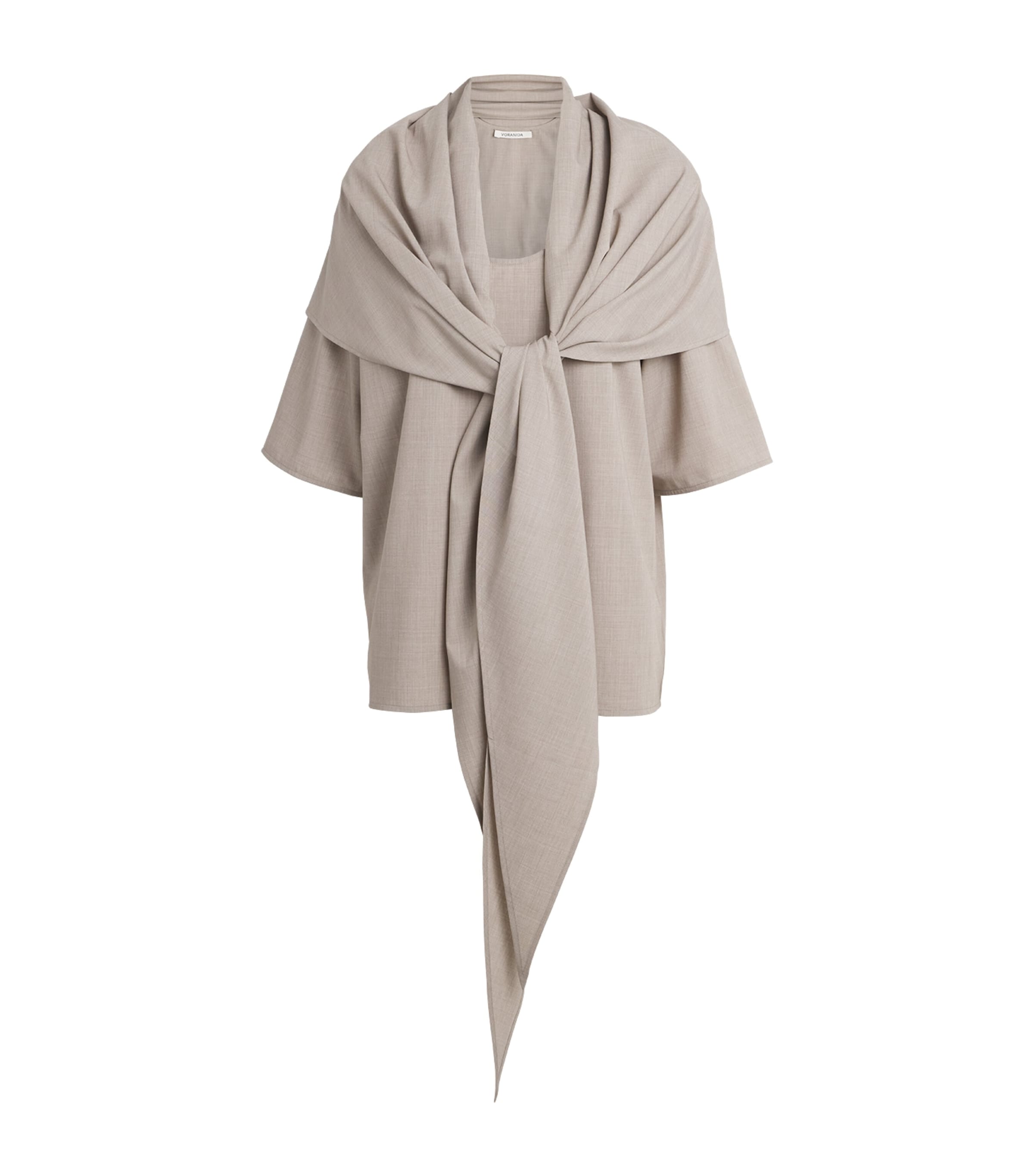 Voranida Womens Layered-Scarf Roth T-Shirt Khaki Image 1