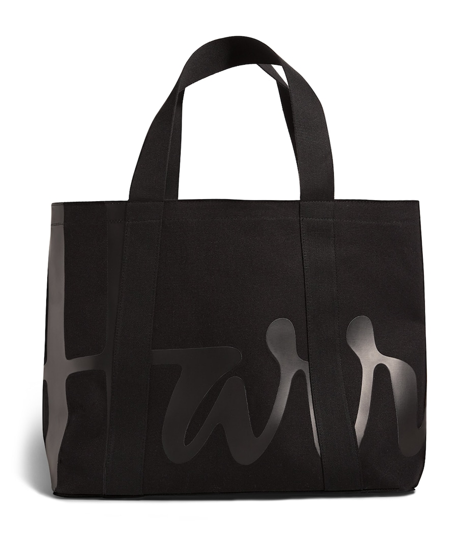 Medium Cotton Logo Tote Bag BLACK Image 1