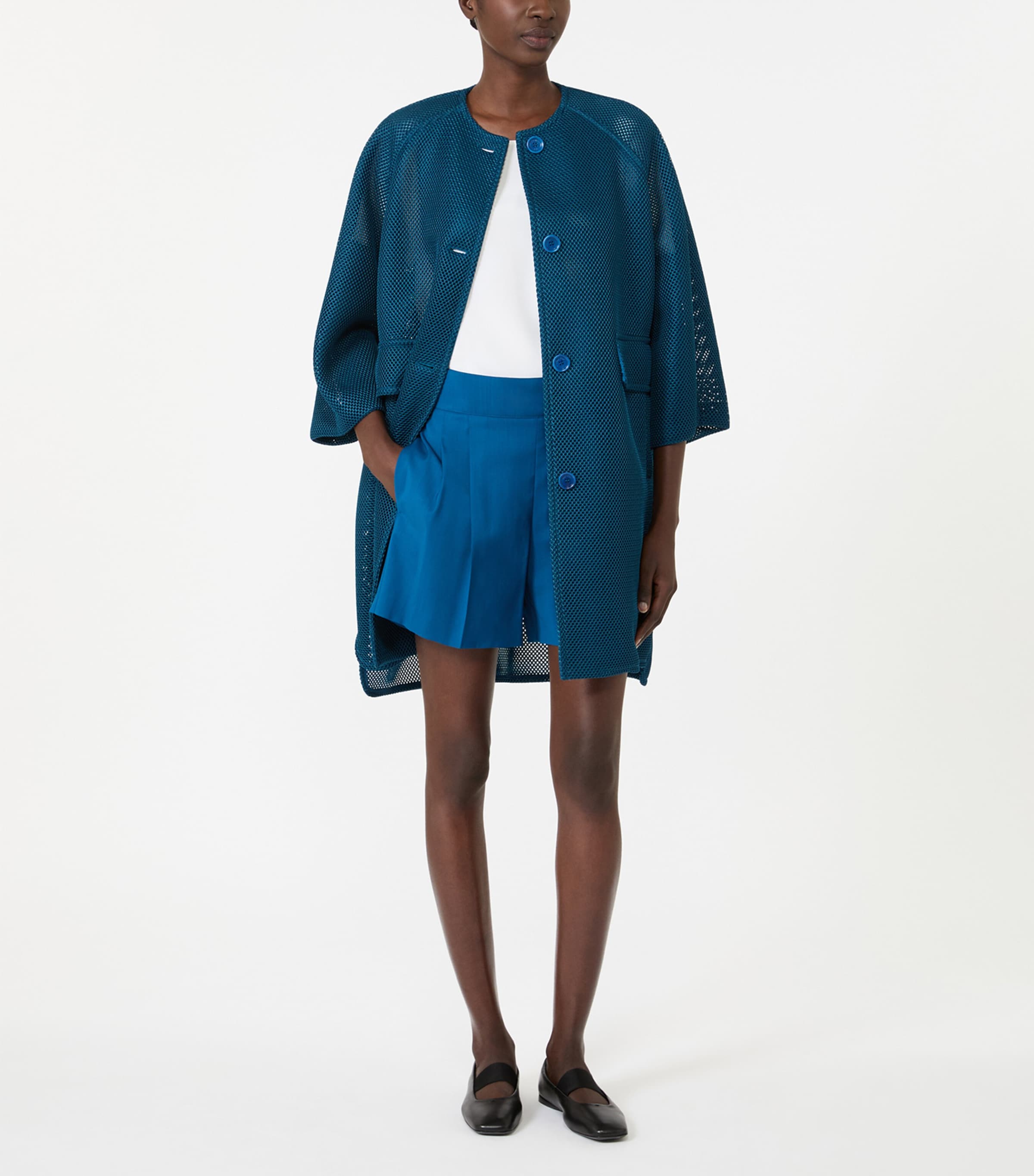 Max Mara Womens Jersey Mesh Jacket Navy Image 2
