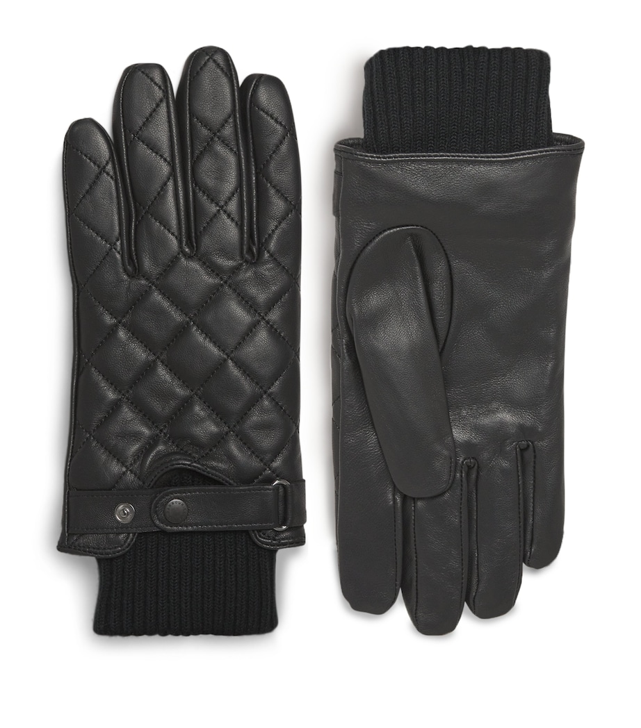 Barbour Quilted Leather Gloves Black Image 1