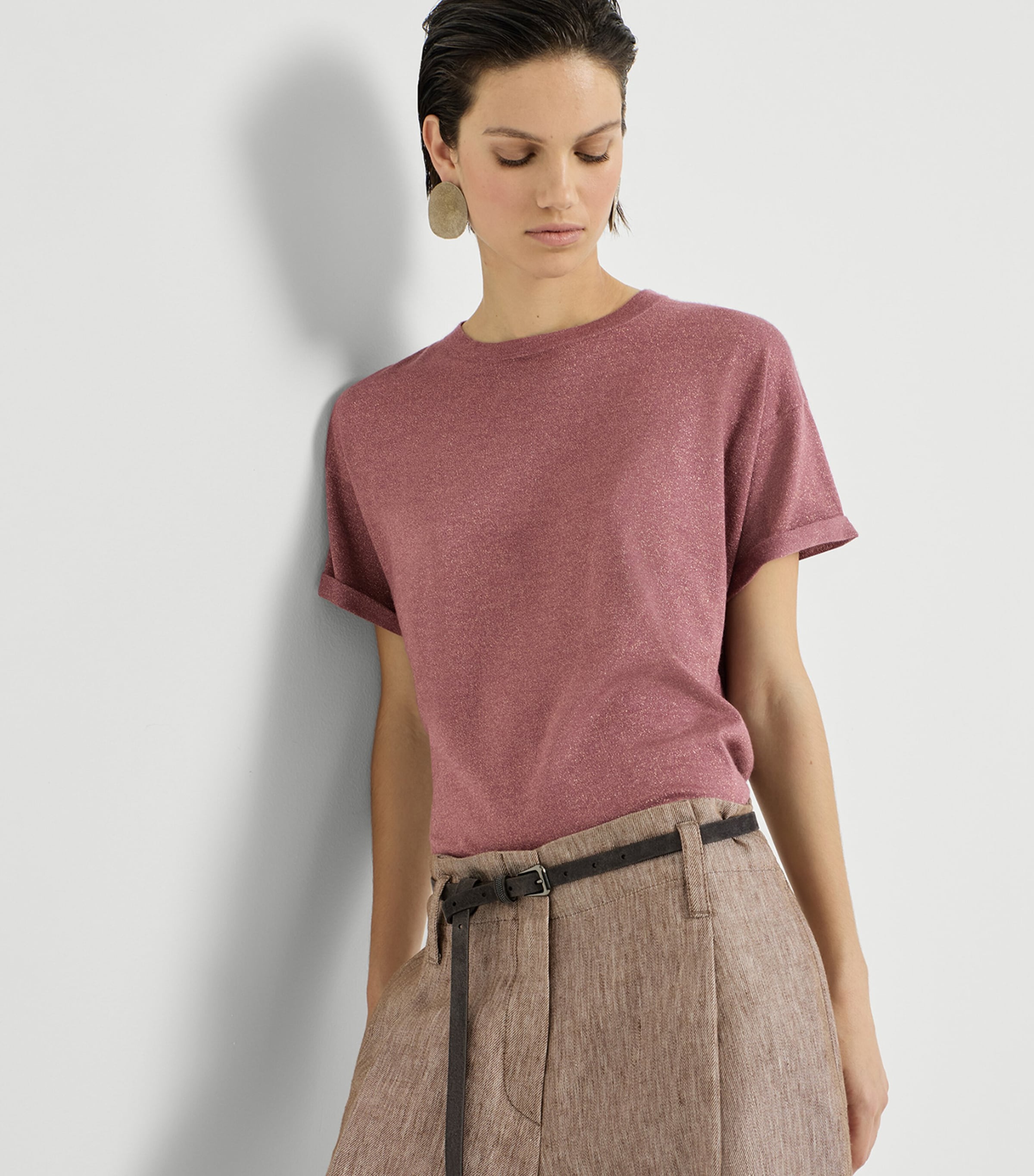 Brunello Cucinelli Womens Cashmere-Blend Sparkling T-Shirt Image 4