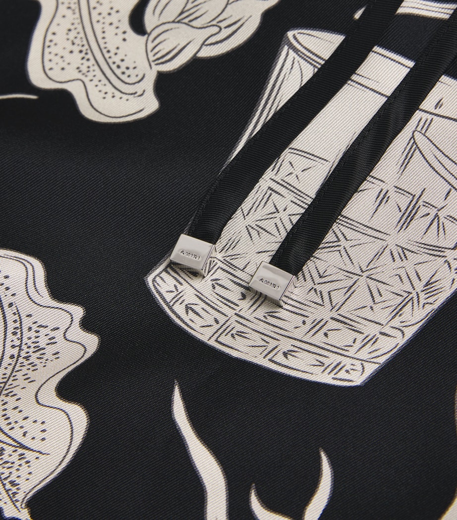 Silk Floral Print Shorts BLACK Image 5