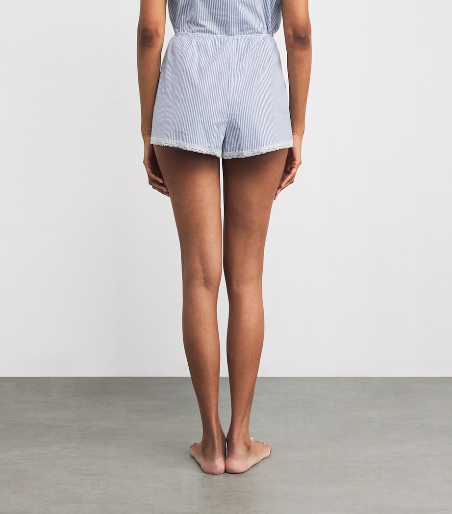 Cotton Poplin Sleep Shorts CADET STRIPE Image 4