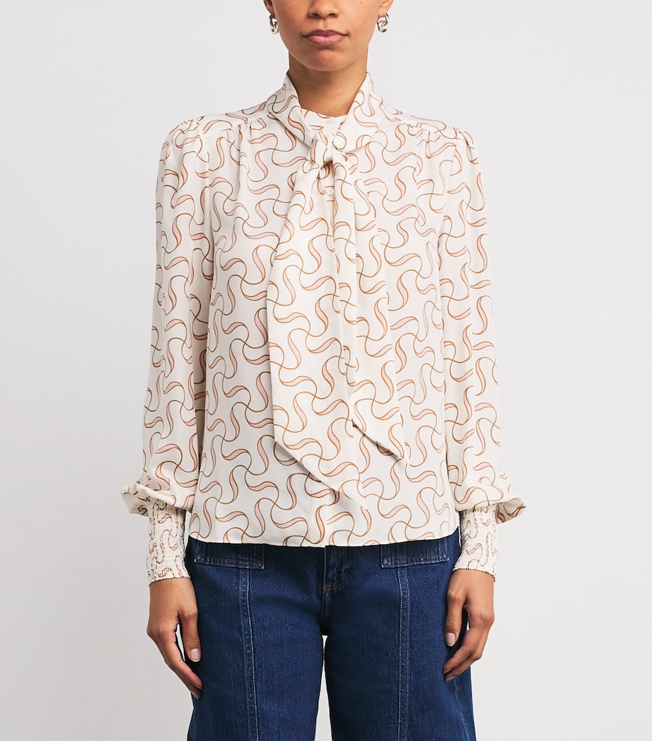 Silk Patterned Blouse LIGHT CREAM/MULTI Image 3