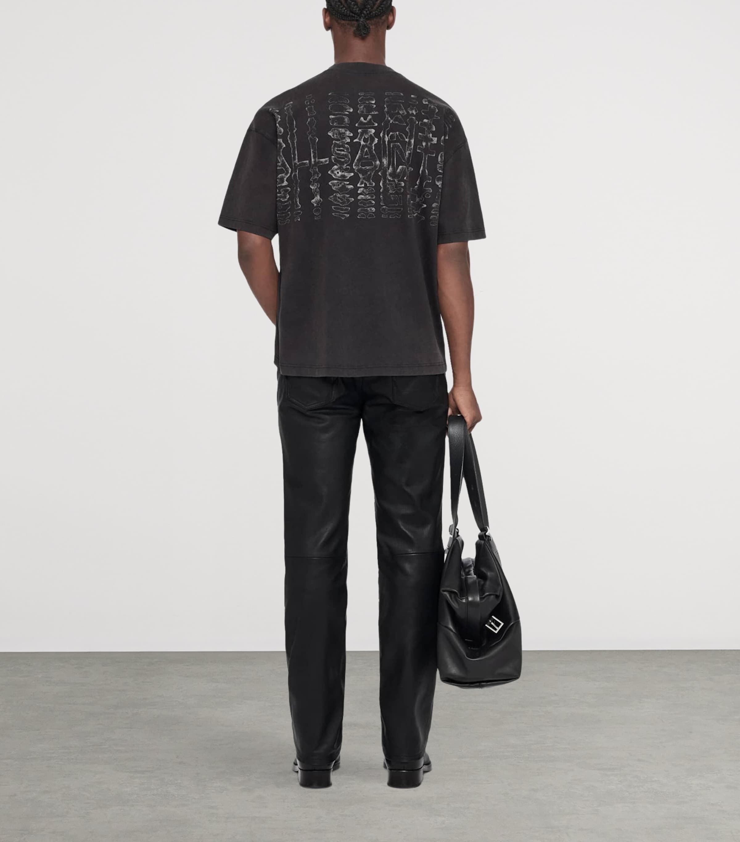 AllSaints Mens Organic Cotton Roller T-Shirt Washed Black Image 7